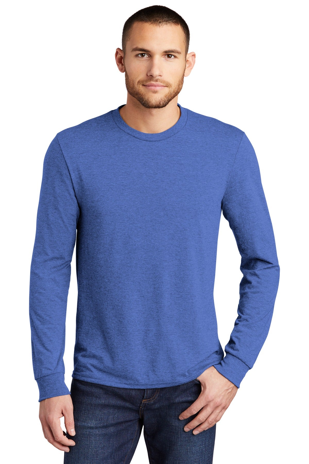 District Perfect Tri Long Sleeve Tee  DM132 front model image.