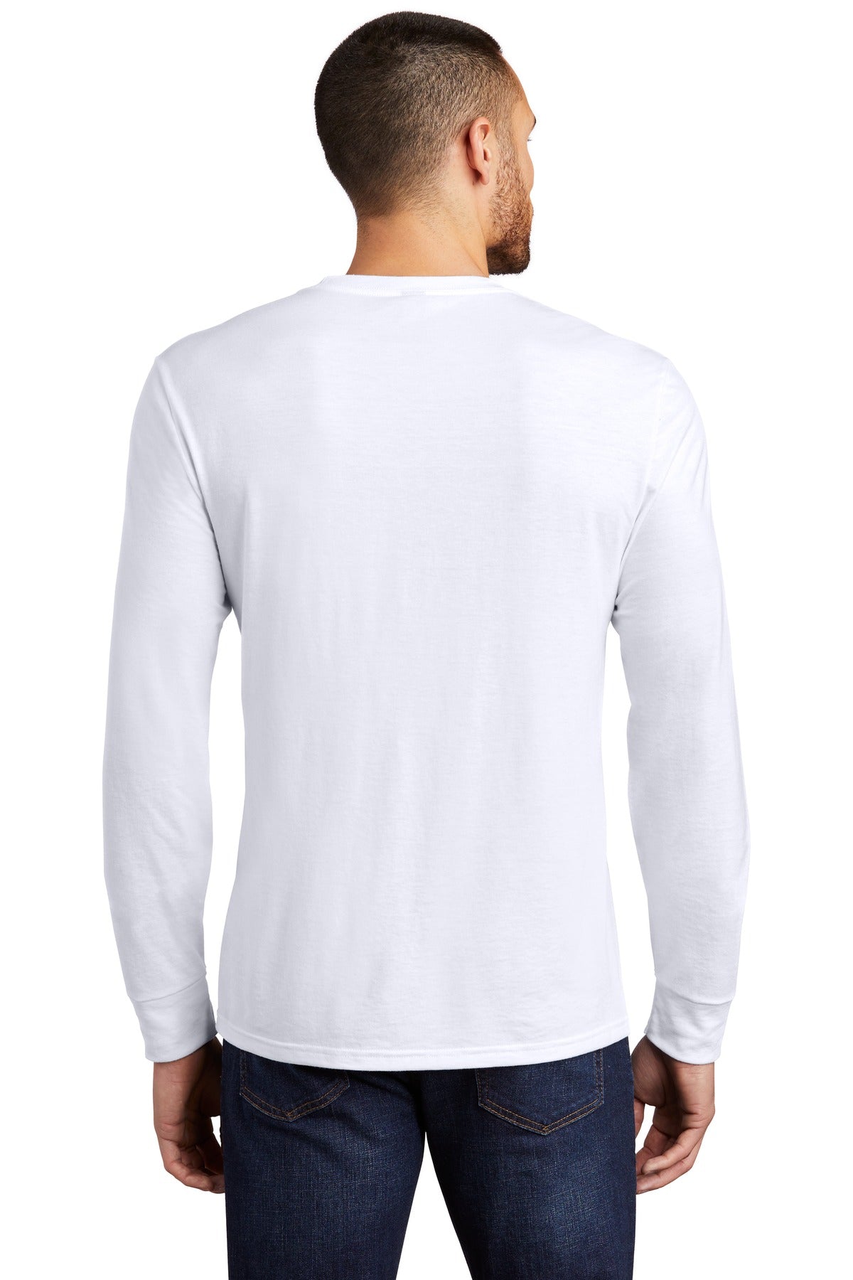 District Perfect Tri Long Sleeve Tee  DM132 back model image.