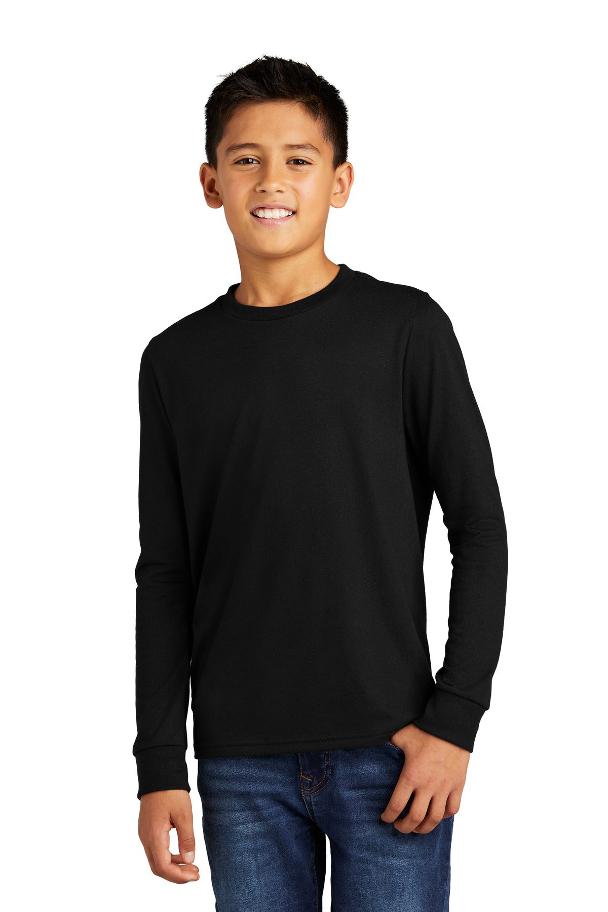 District Youth Perfect Tri Long Sleeve Tee DT132Y front model image.