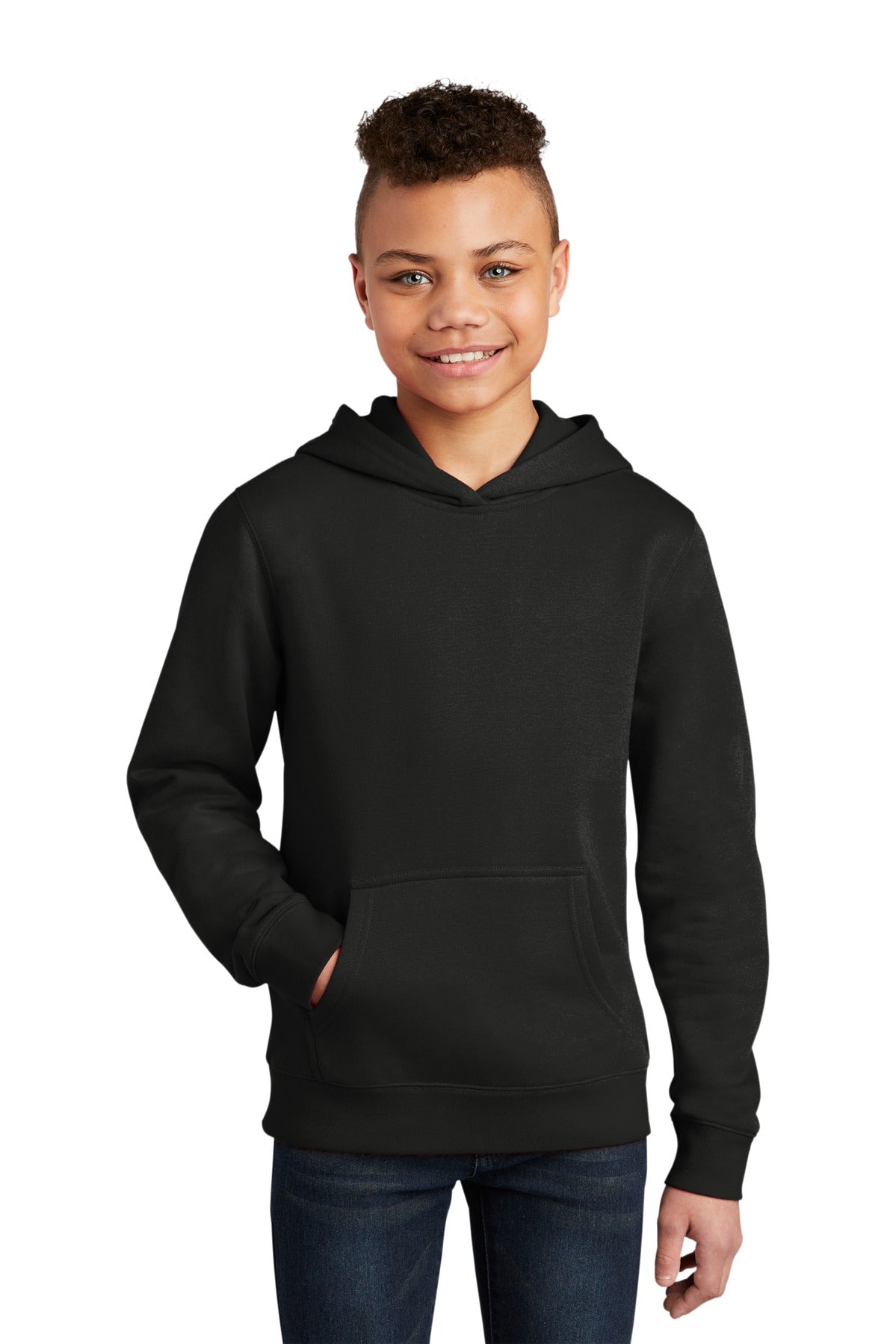 District Youth VITFleece Hoodie DT6100Y front model image.