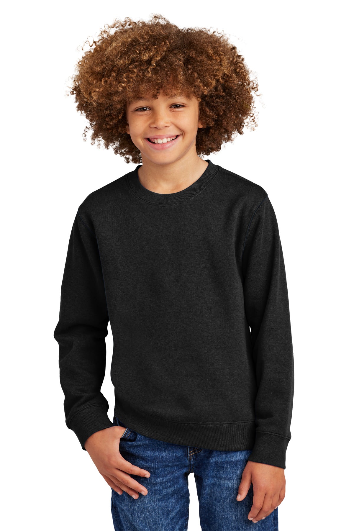District Youth VIT Fleece Crew DT6104Y front model image.