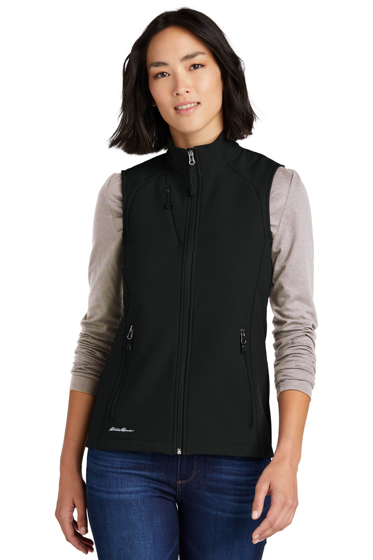 Eddie Bauer Women's Stretch Soft Shell Vest EB547 front model image.