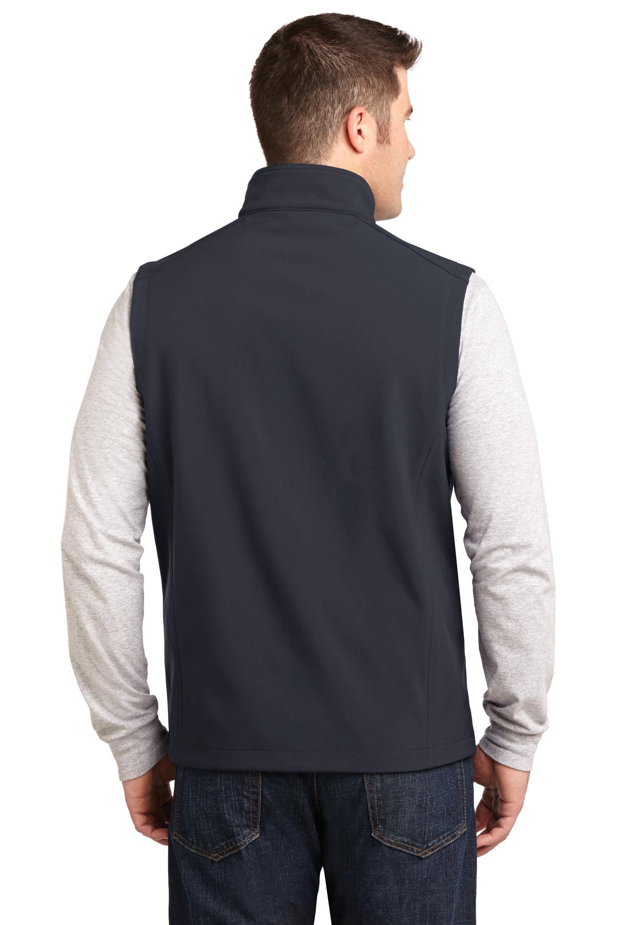 Port Authority Core Soft Shell Vest J325 back model image.