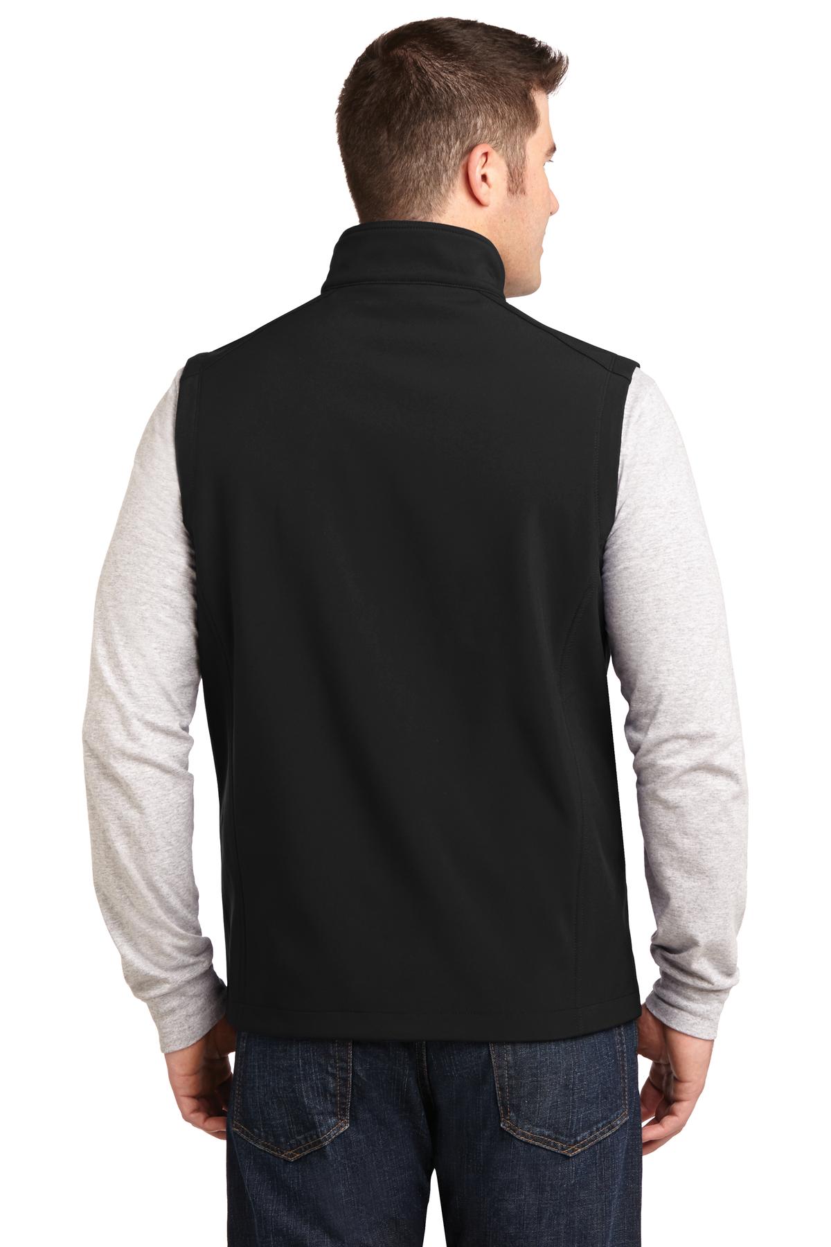 Port Authority Core Soft Shell Vest J325 back model image.