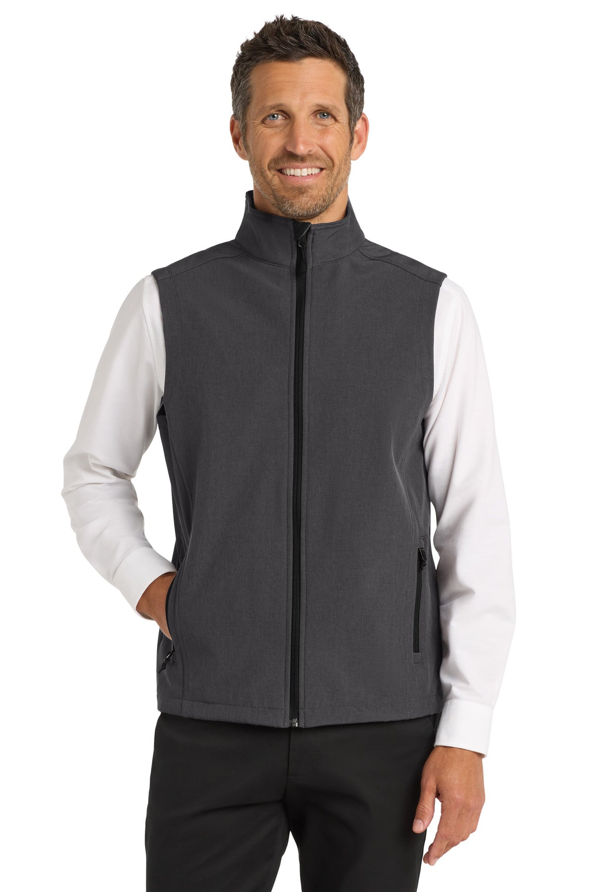 Port Authority Core Soft Shell Vest J325 front model image.