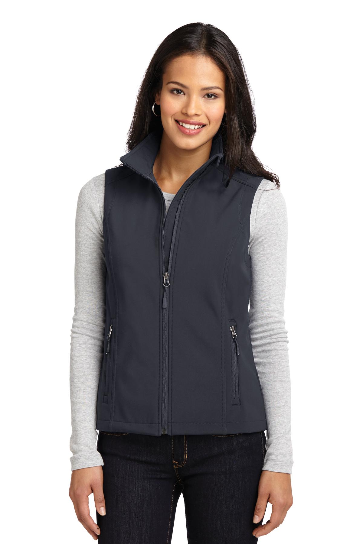 Port Authority Women's Core Soft Shell Vest L325 front model image.