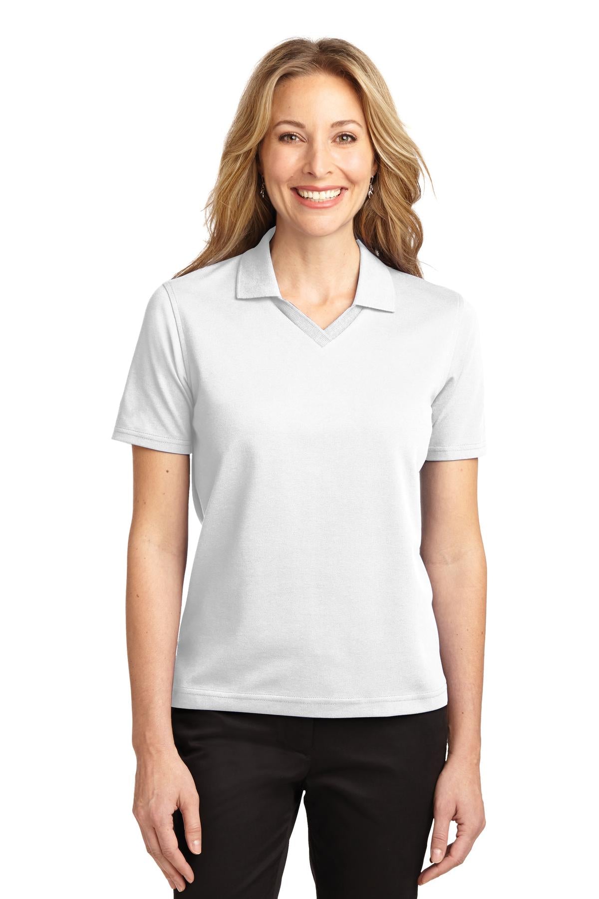 Port Authority Women's Rapid Dry Polo  L455 front model image.