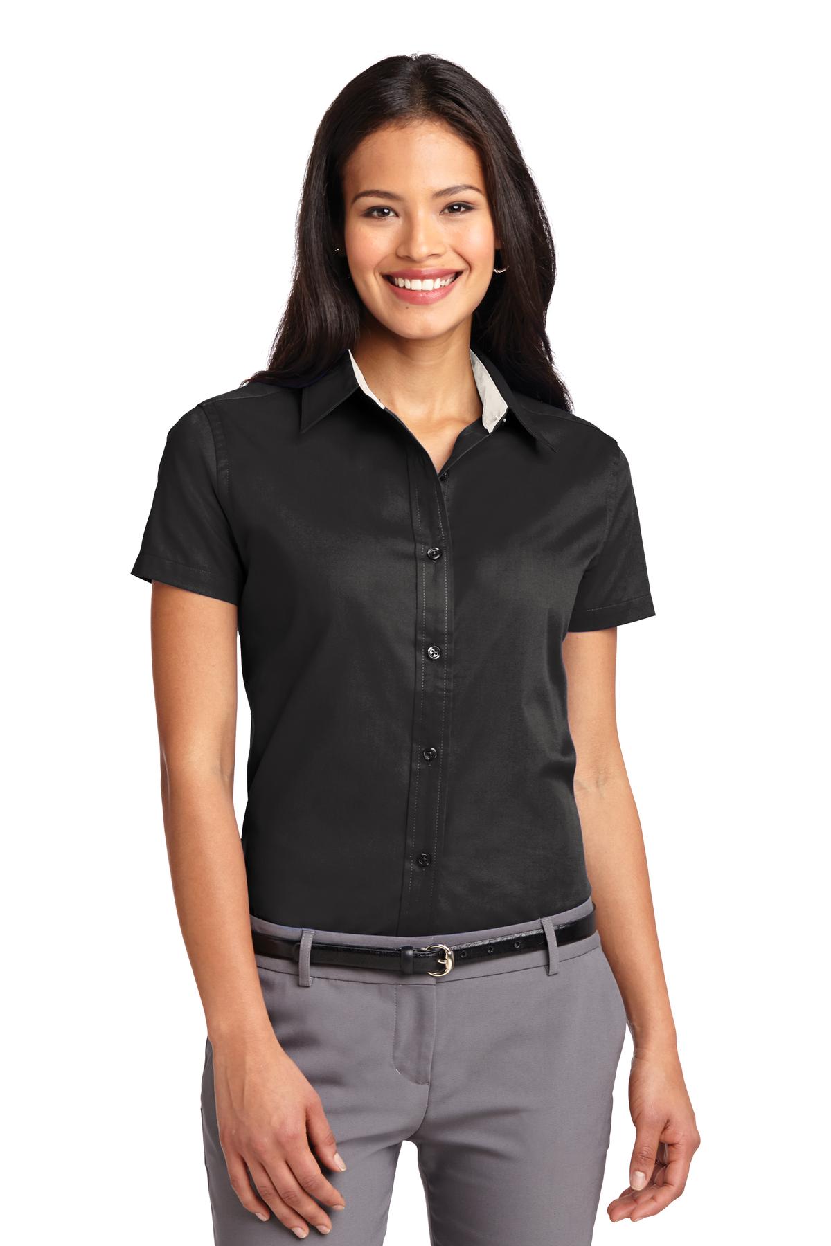 Port Authority Women's Short Sleeve Easy Care  Shirt  L508 front model image.