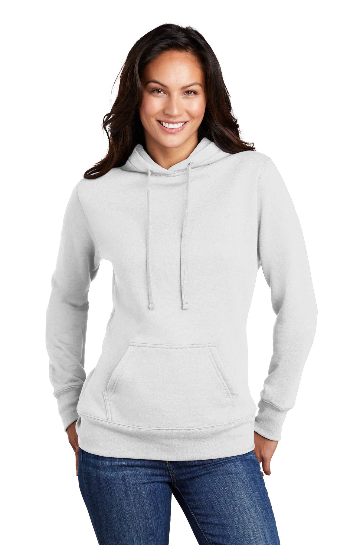 Port & Company  Women's Core Fleece Pullover Hooded Sweatshirt LPC78H front model image.