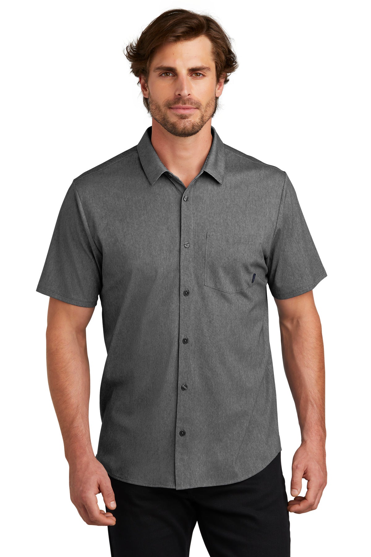OGIO Extend Short Sleeve Button-Up OG160 front model image.