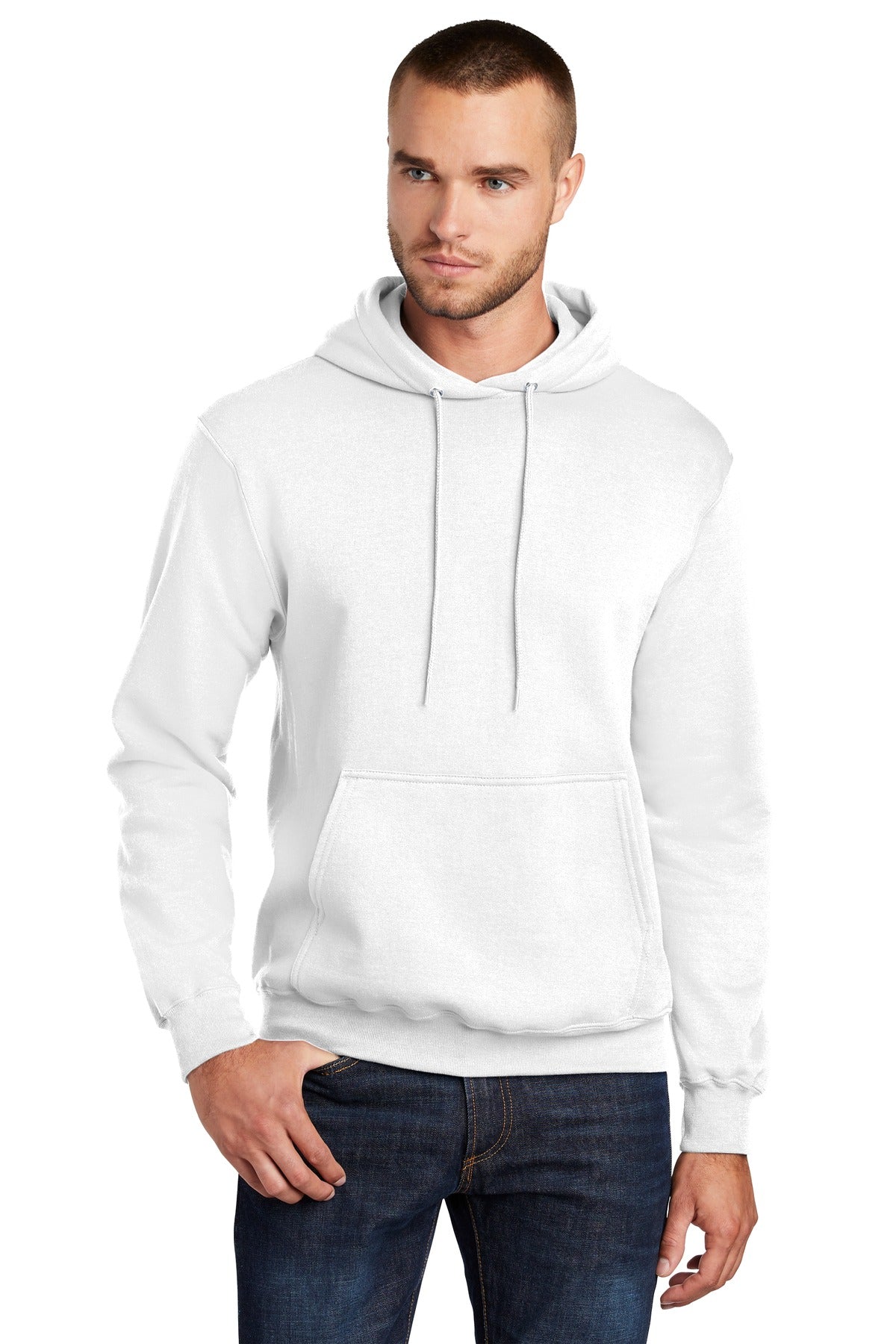 Port & Company  Tall Core Fleece Pullover Hooded Sweatshirt PC78HT front model image.
