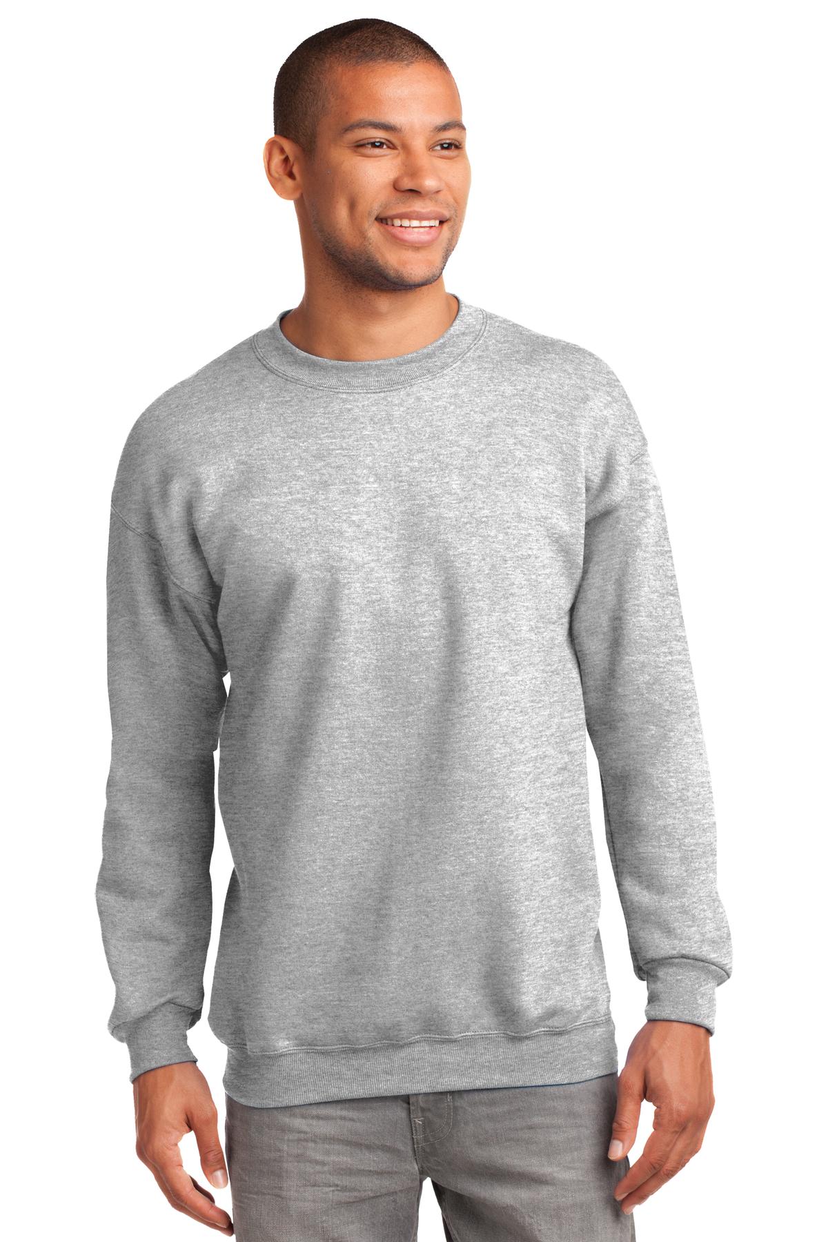 Port & Company Tall Essential Fleece Crewneck Sweatshirt PC90T front model image.