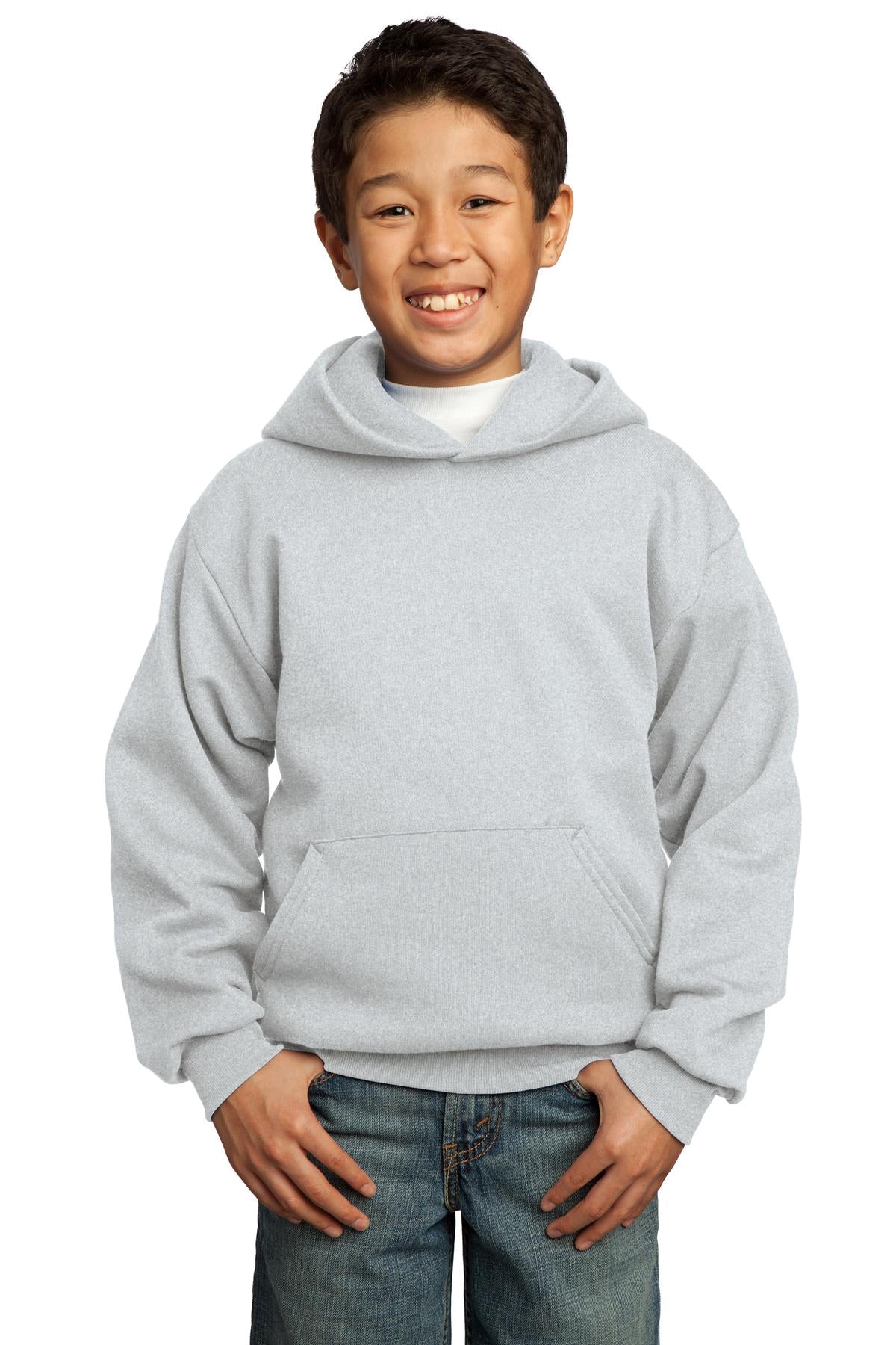 Port & Company - Youth Core Fleece Pullover Hooded Sweatshirt  PC90YH front model image.