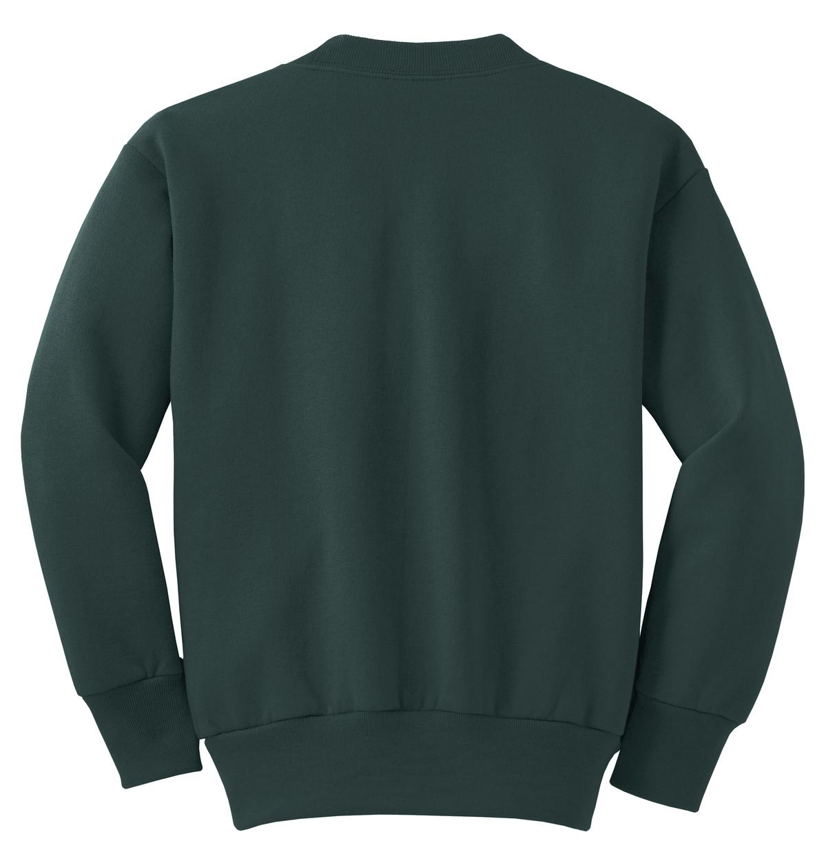 Port &amp; Company Youth Core Fleece Crewneck Sweatshirt  PC90Y back flat image.
