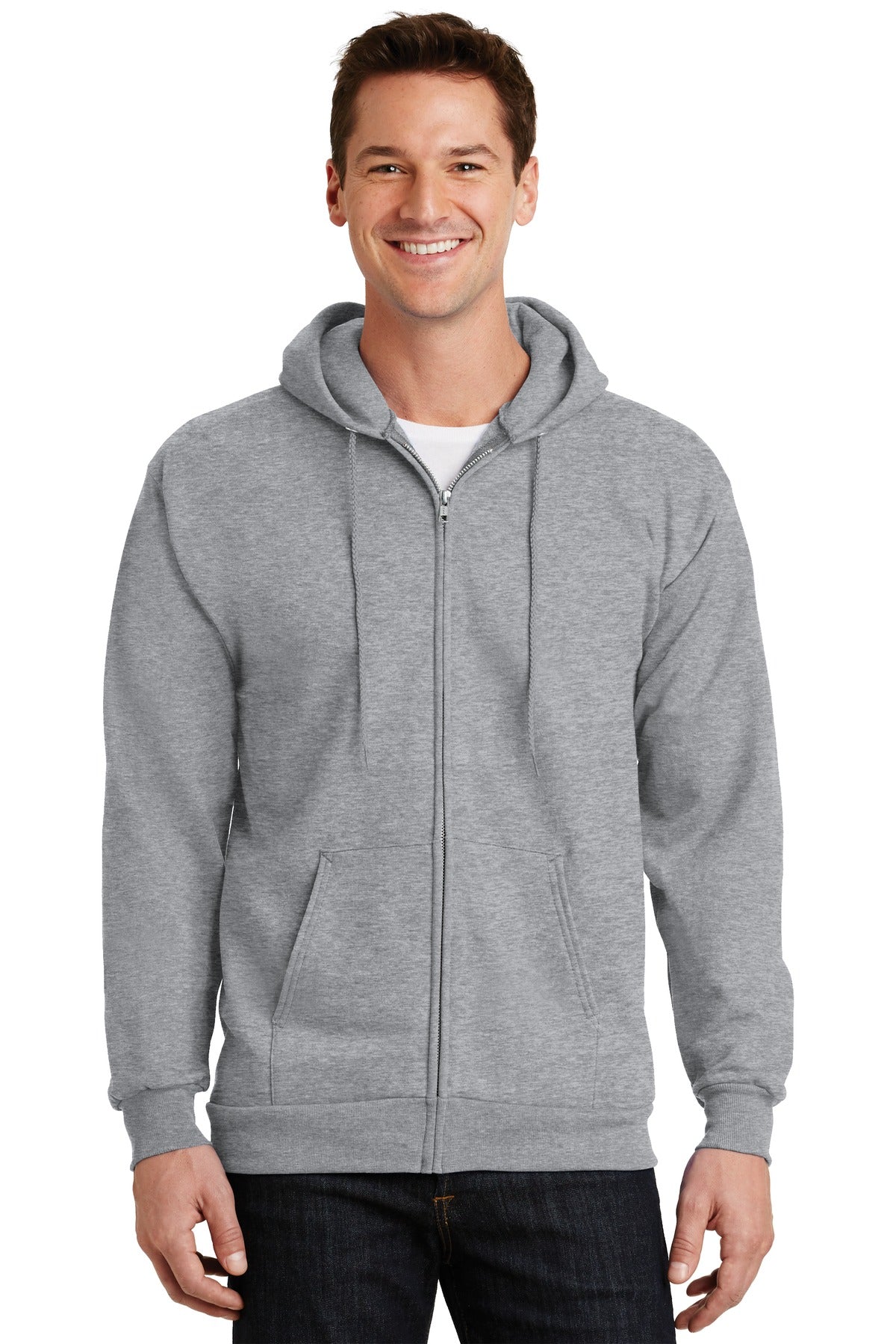 Port & Company Essential Fleece Full-Zip Hooded Sweatshirt  PC90ZH front model image.
