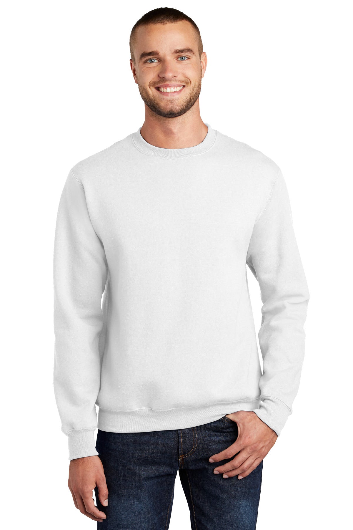 Port & Company Essential Fleece Crewneck Sweatshirt  PC90 front model image.