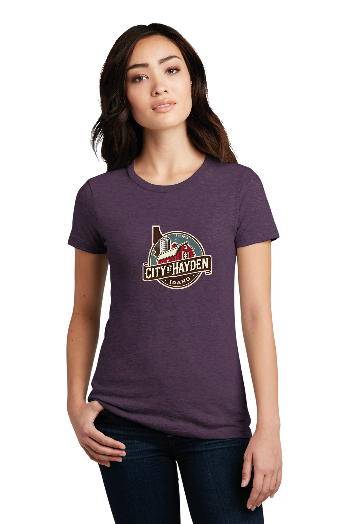 District - District Women&#39;s Perfect Blend CVC Tee. DM108L - Hayden Logowear - Stoddard Barn - Retail Store - Digital Print - #28139