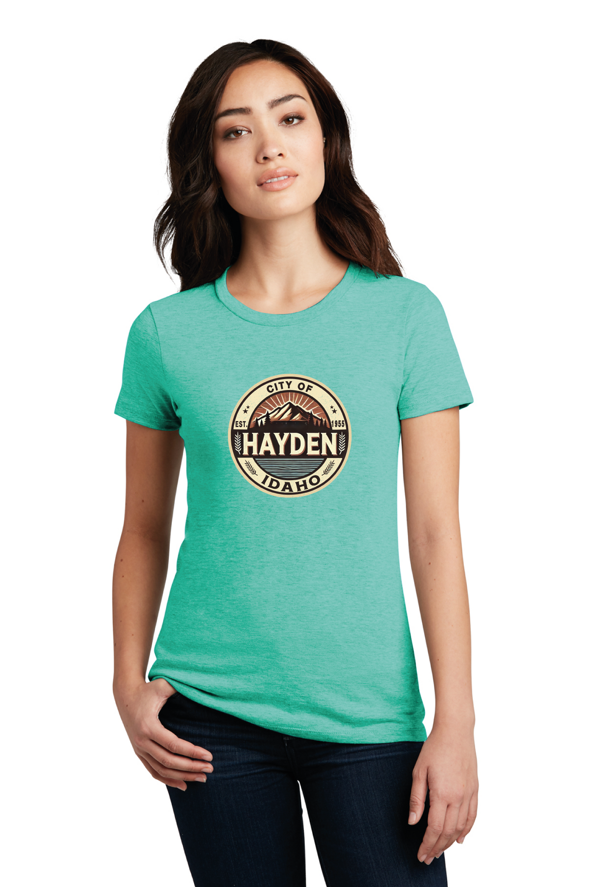 District - District Women&#39;s Perfect Blend CVC Tee. DM108L - Hayden Logowear - From Prairie to Mountains - Retail Store - Digital Print - #28418