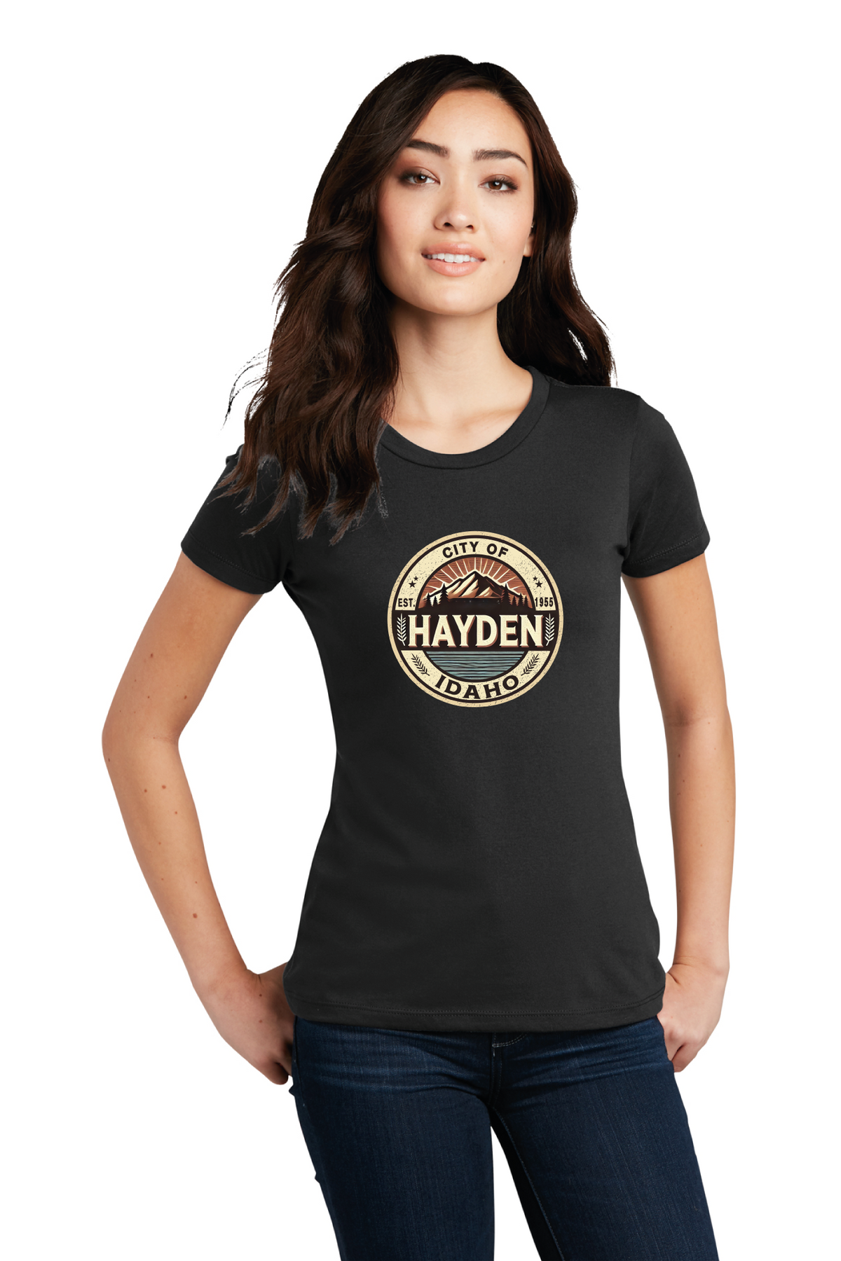District - District Women&#39;s Perfect Blend CVC Tee. DM108L - Hayden Logowear - From Prairie to Mountains - Retail Store - Digital Print - #28418