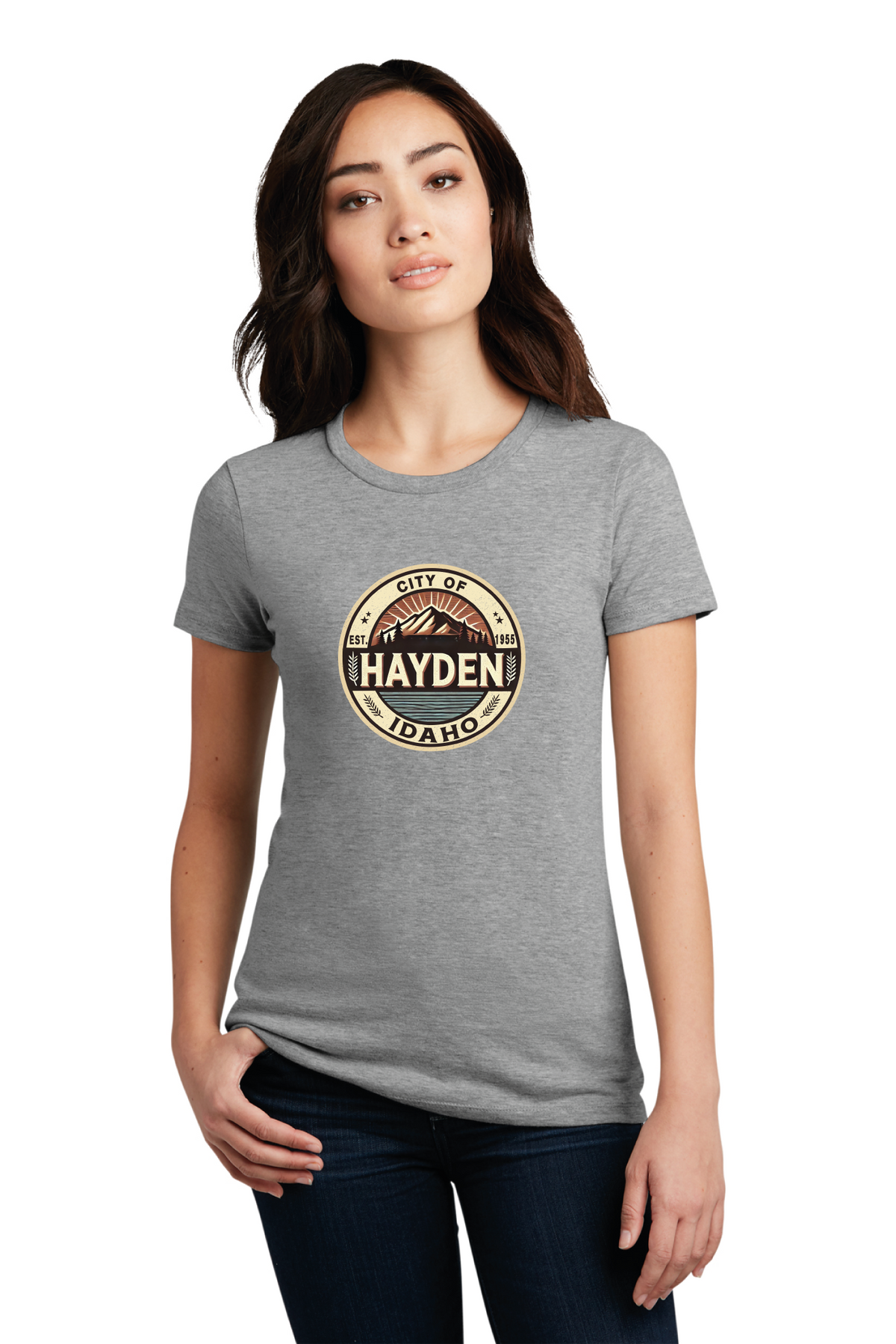 District - District Women&#39;s Perfect Blend CVC Tee. DM108L - Hayden Logowear - From Prairie to Mountains - Retail Store - Digital Print - #28418