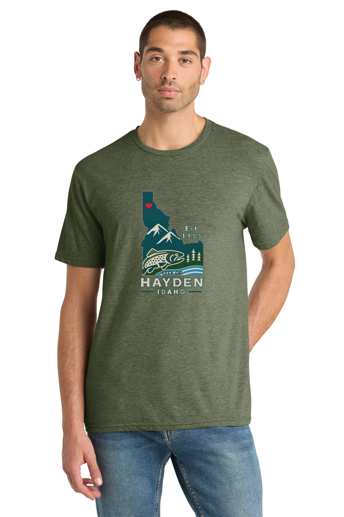 District - District Perfect Blend CVC Tee. DM108 - Hayden Logowear - Hayden Lake Trout - Retail Store - Digital Print - #28419