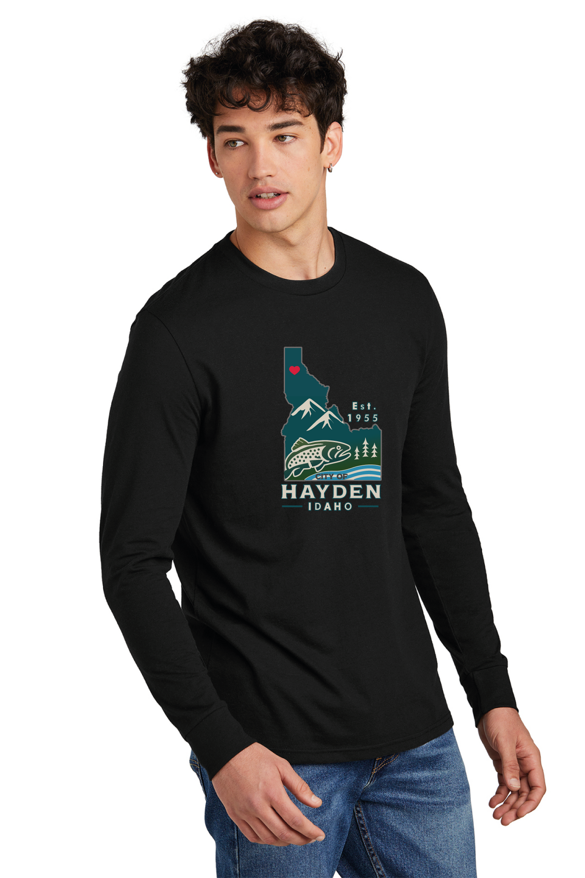 District - District Perfect Blend CVC Long Sleeve Tee DT109 - Hayden Logowear - Hayden Lake Trout - Retail Store - Digital Print - #28419