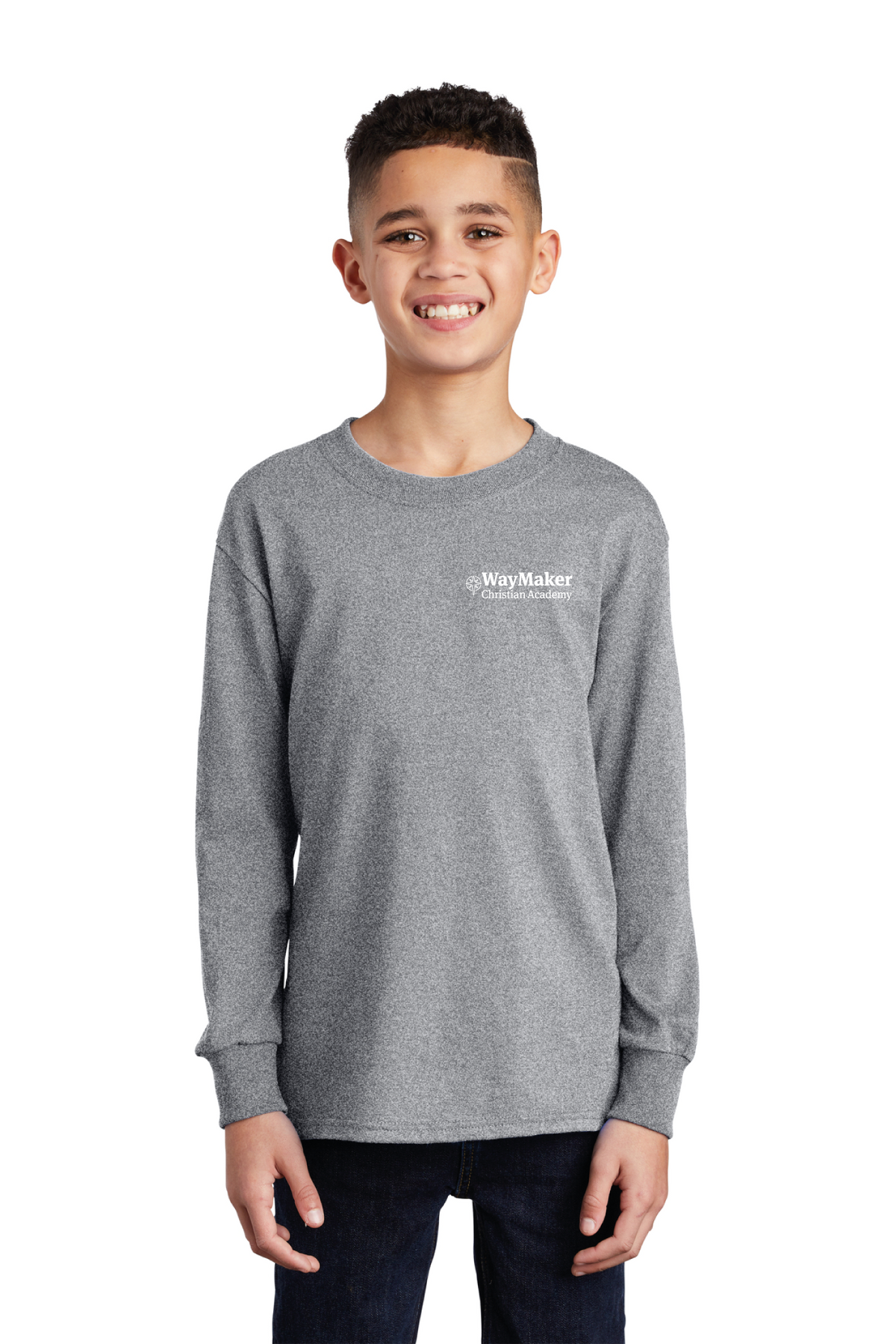 Port &amp; Company - Port &amp; Co Youth Long Sleeve Core Cotton Tee. PC54YLS - WayMaker - School Store - Transfer Screen Print - #28457