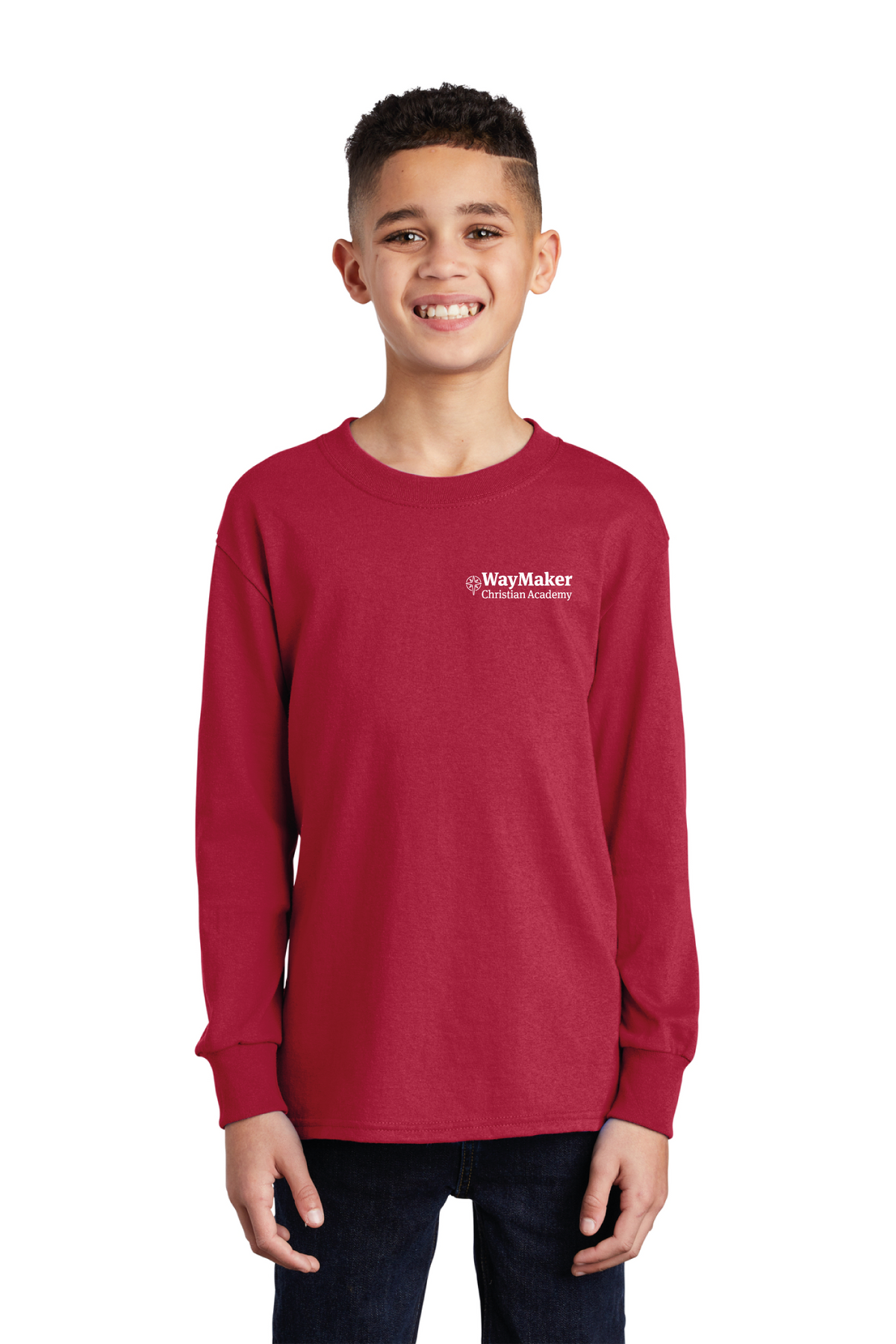 Port &amp; Company - Port &amp; Co Youth Long Sleeve Core Cotton Tee. PC54YLS - WayMaker - School Store - Transfer Screen Print - #28457