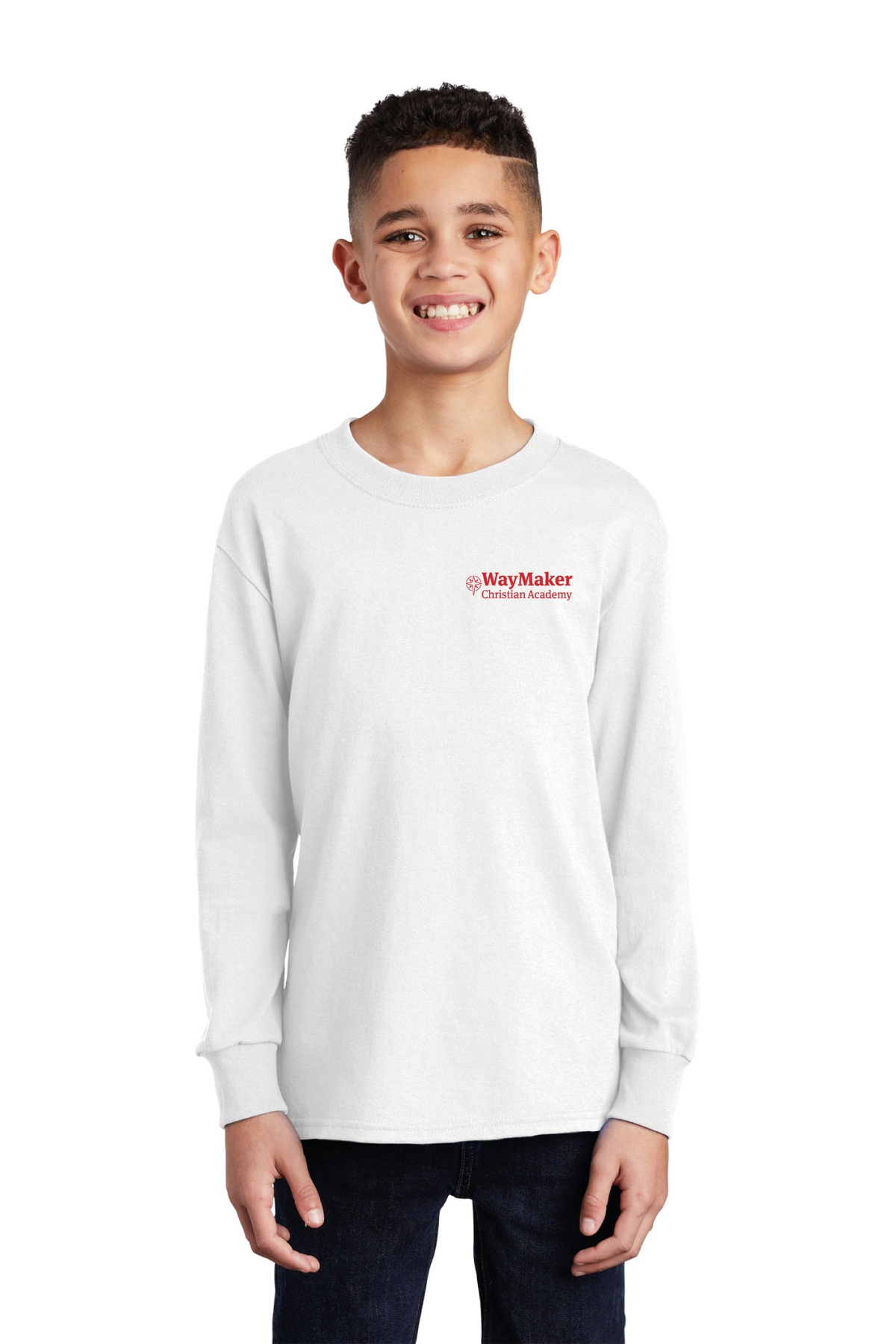 Port &amp; Company - Port &amp; Co Youth Long Sleeve Core Cotton Tee. PC54YLS - WayMaker - School Store - Transfer Screen Print - #28457