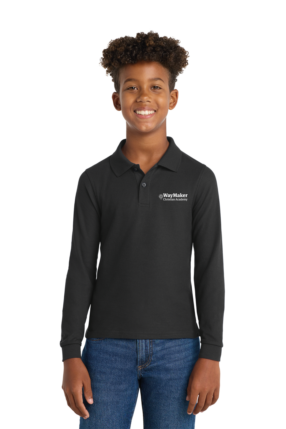 Y500LS - Port Authority Youth Long Sleeve Silk Touch Polo - WayMaker - School Store - Transfer Screen Print - #28457