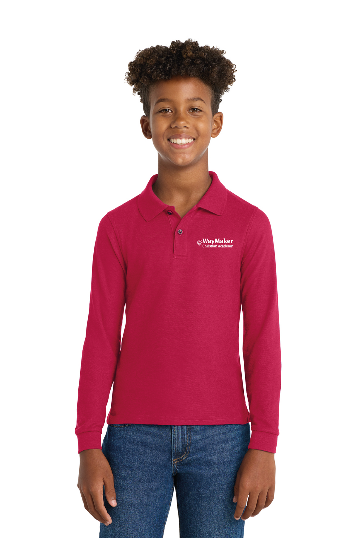 Y500LS - Port Authority Youth Long Sleeve Silk Touch Polo - WayMaker - School Store - Transfer Screen Print - #28457