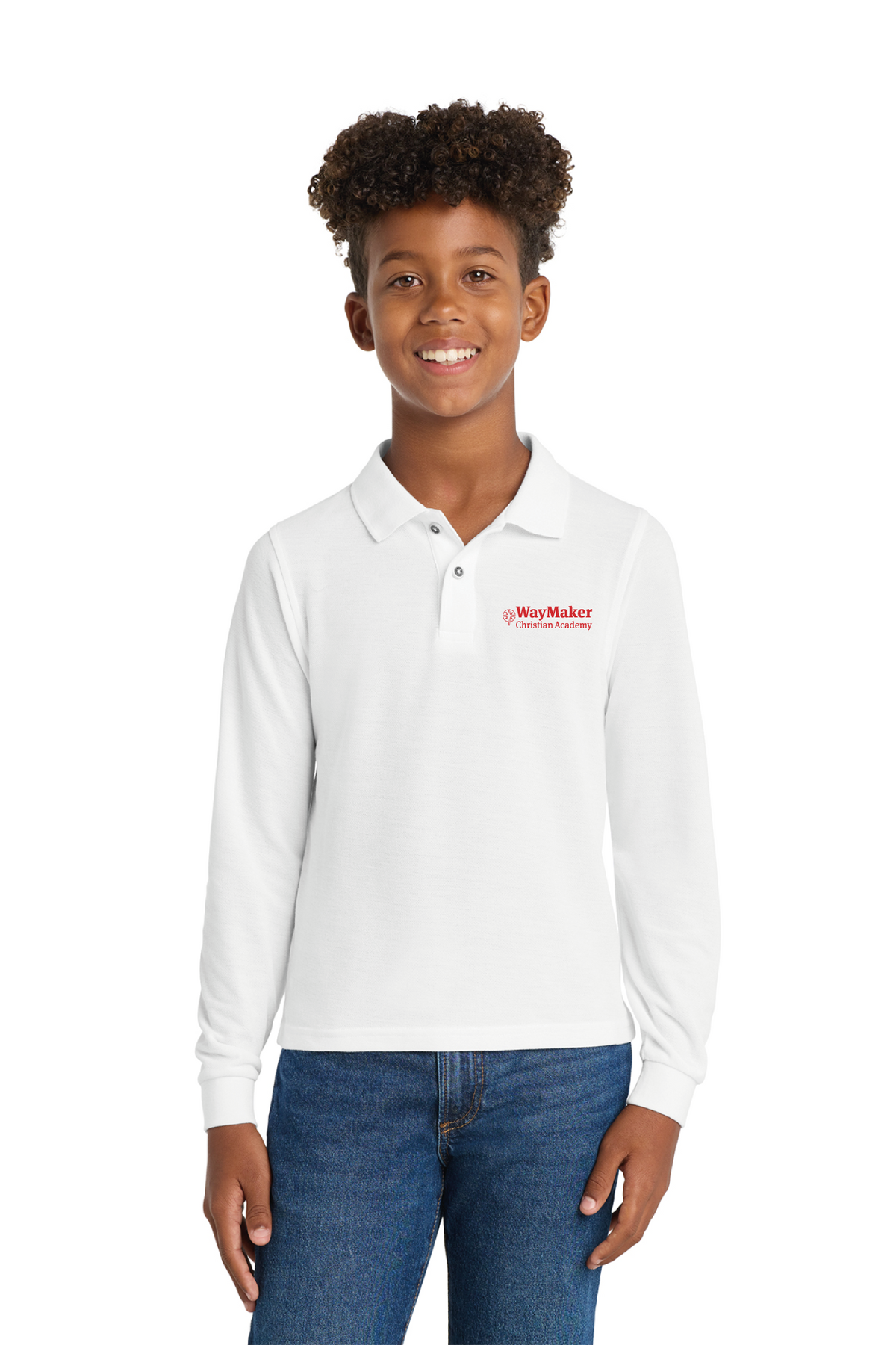 Y500LS - Port Authority Youth Long Sleeve Silk Touch Polo - WayMaker - School Store - Transfer Screen Print - #28457
