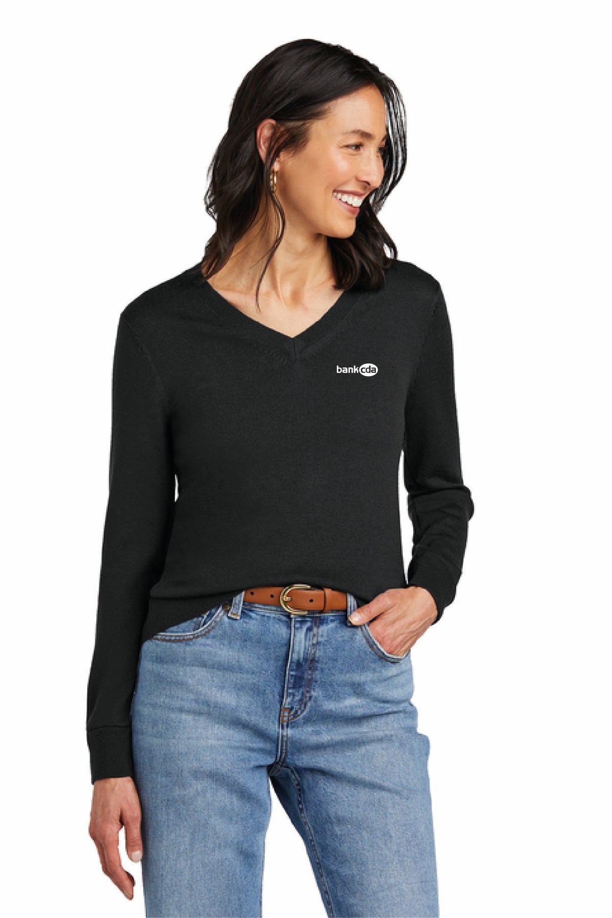 BB18411 - Brooks Brothers Women's Washable Merino V-Neck Sweater - BankCDA - Logowear Store - Embroidery - #29162