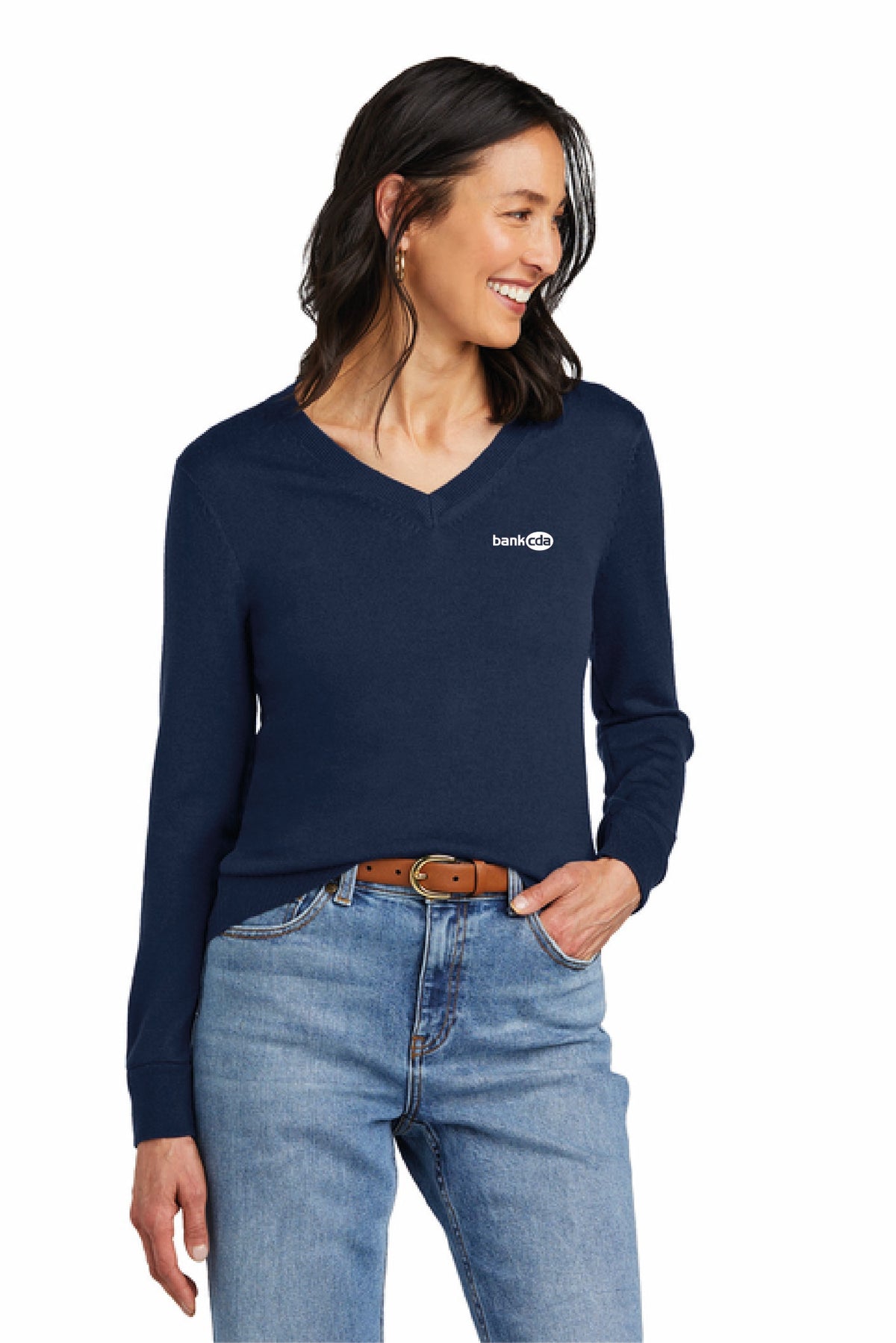 BB18411 - Brooks Brothers Women's Washable Merino V-Neck Sweater - BankCDA - Logowear Store - Embroidery - #29162
