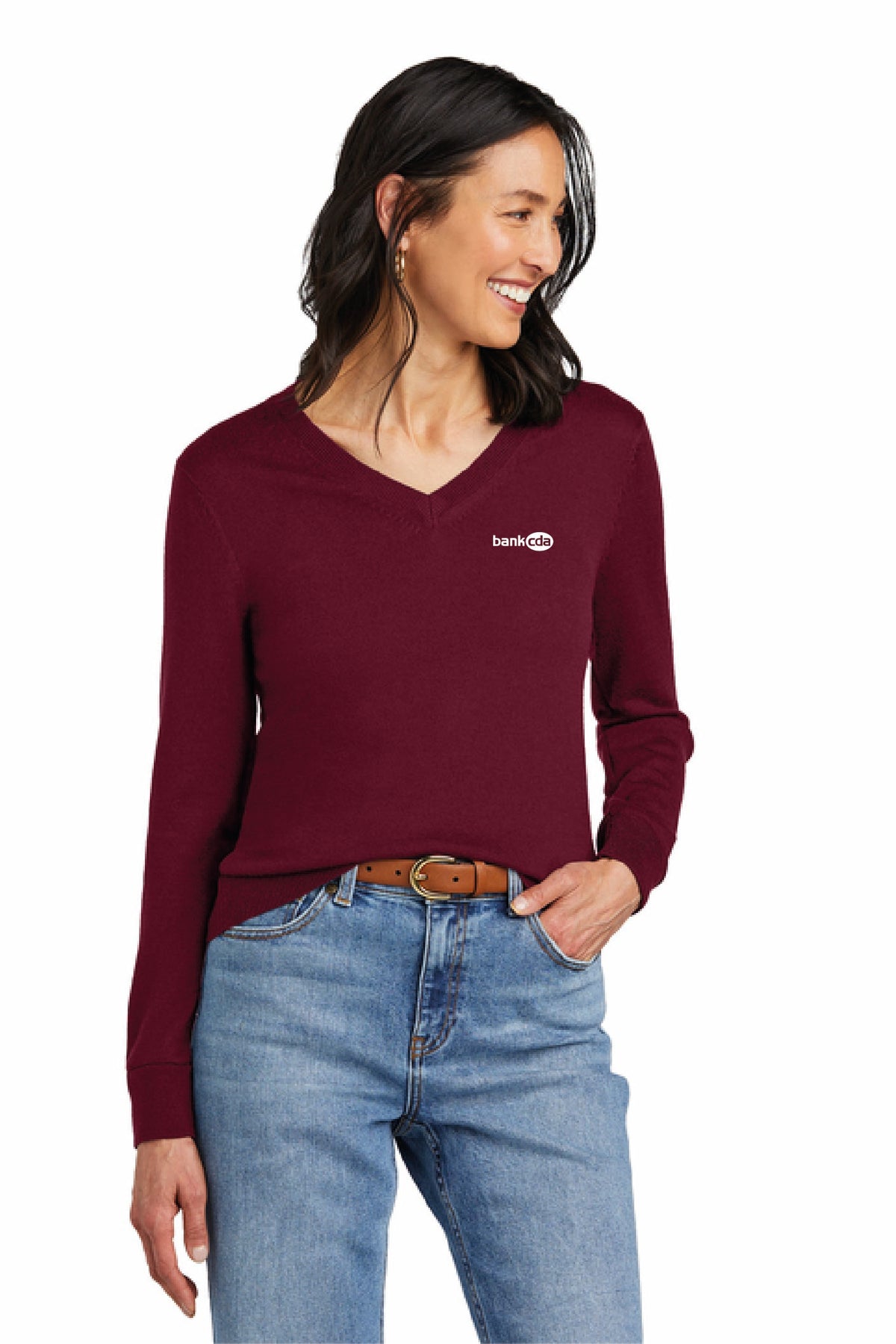 BB18411 - Brooks Brothers Women's Washable Merino V-Neck Sweater - BankCDA - Logowear Store - Embroidery - #29162