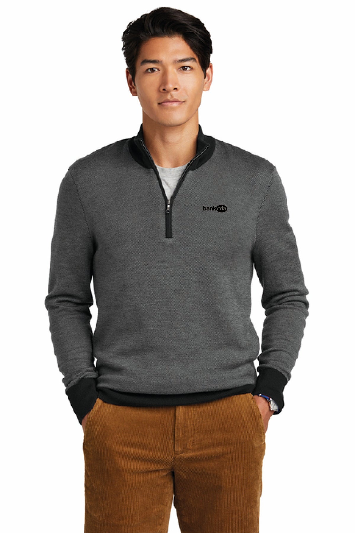 BB18412 - Brooks Brothers Washable Merino Birdseye 1/4-Zip Sweater - BankCDA - Logowear Store - Embroidery - #29162