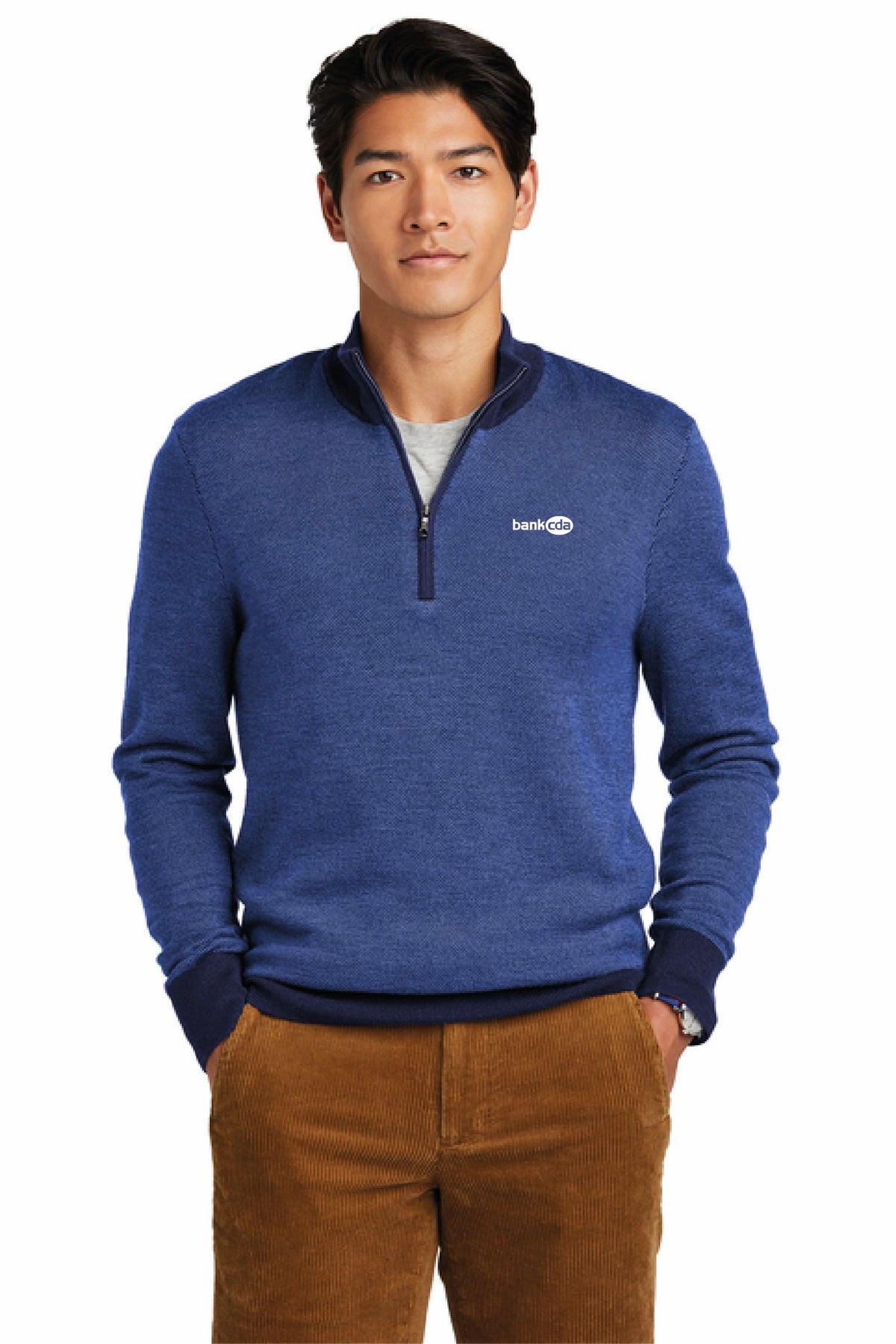 BB18412 - Brooks Brothers Washable Merino Birdseye 1/4-Zip Sweater - BankCDA - Logowear Store - Embroidery - #29162