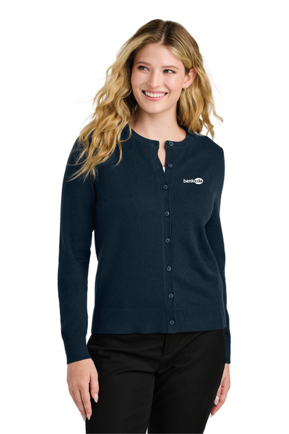LSW2870 - Port Authority Women's Easy Care Crewneck Cardigan Sweater - BankCDA - Logowear Store - Embroidery - #29162