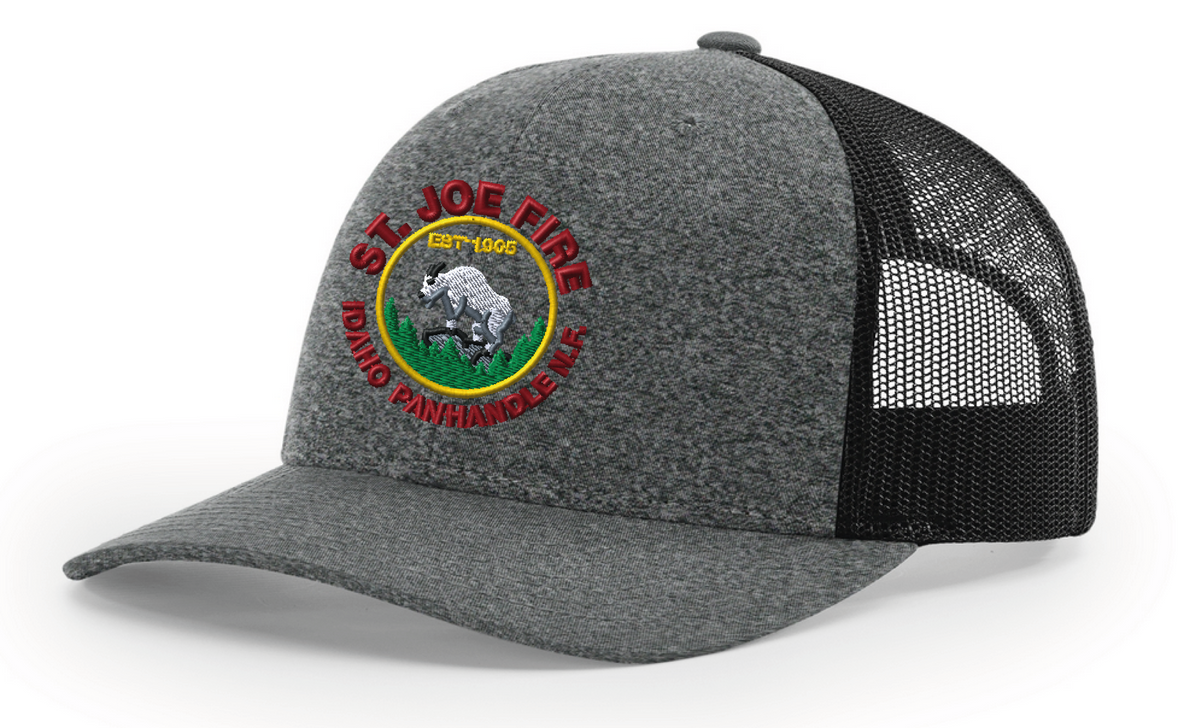 115CH - Richardson - Low Pro Heather Trucker Cap - St. Joe Fire - Logowear Store - Embroidery - #29319
