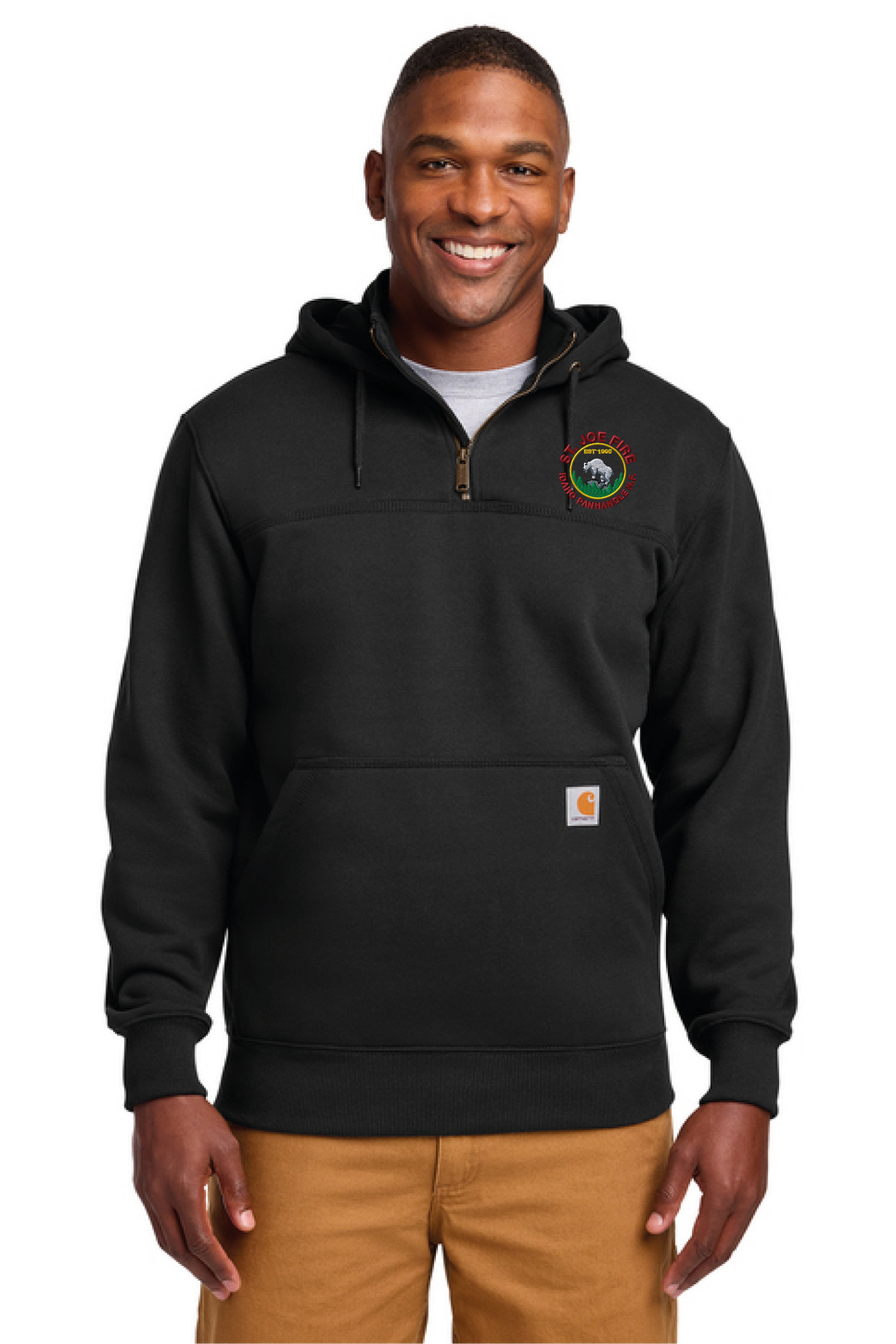 CT100617 - Carhartt Rain Defender Paxton Heavyweight Hooded Zip Mock Sweatshirt - St. Joe Fire - Logowear Store - Embroidery - #29319