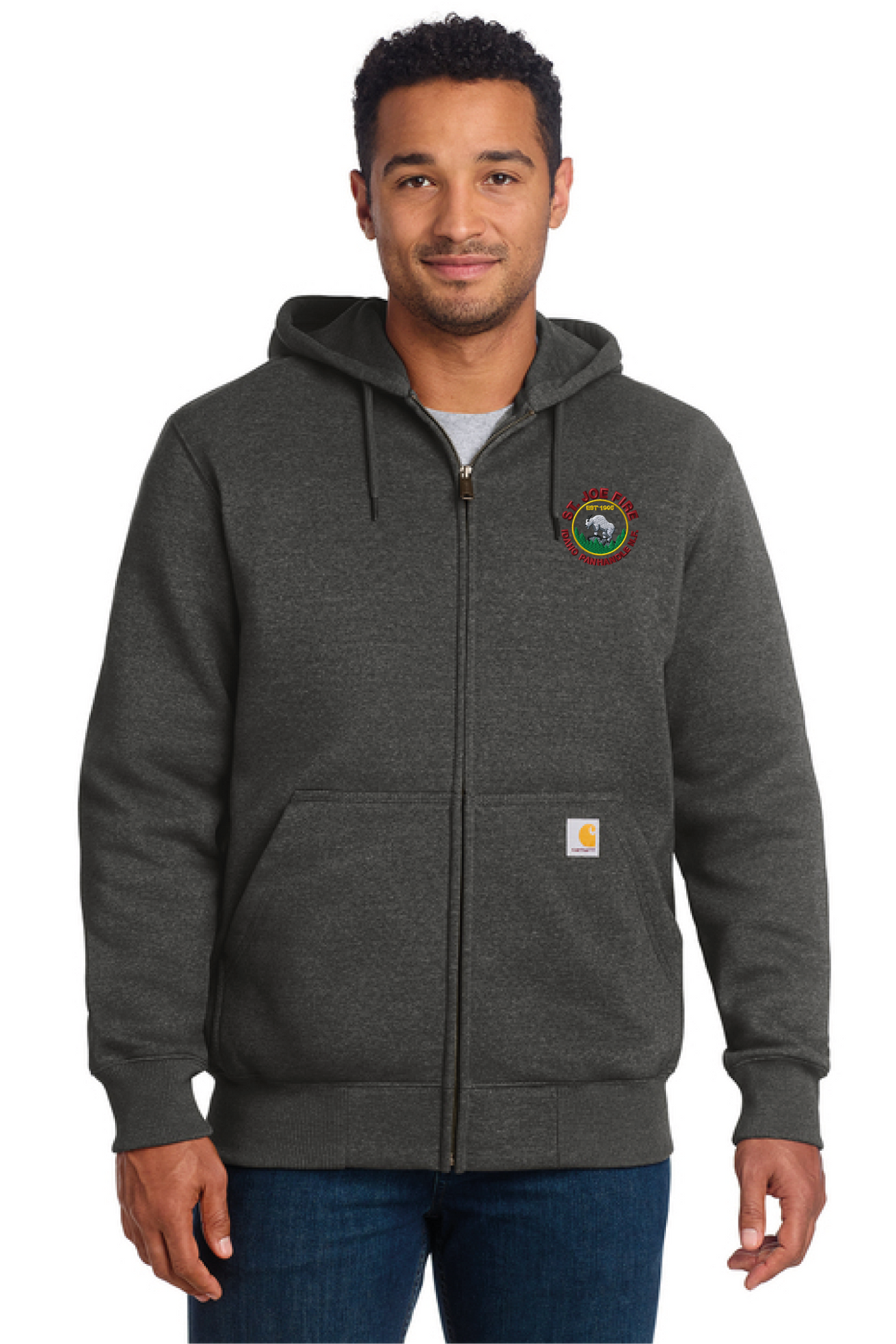 CT100617 - Carhartt Rain Defender Paxton Heavyweight Hooded Zip Mock Sweatshirt - St. Joe Fire - Logowear Store - Embroidery - #29319