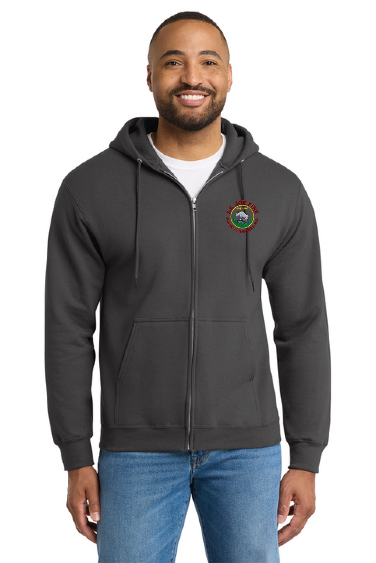 PC90ZH - Essential Fleece Full-Zip Hooded Sweatshirt - St. Joe Fire - Logowear Store - Embroidery - #29319