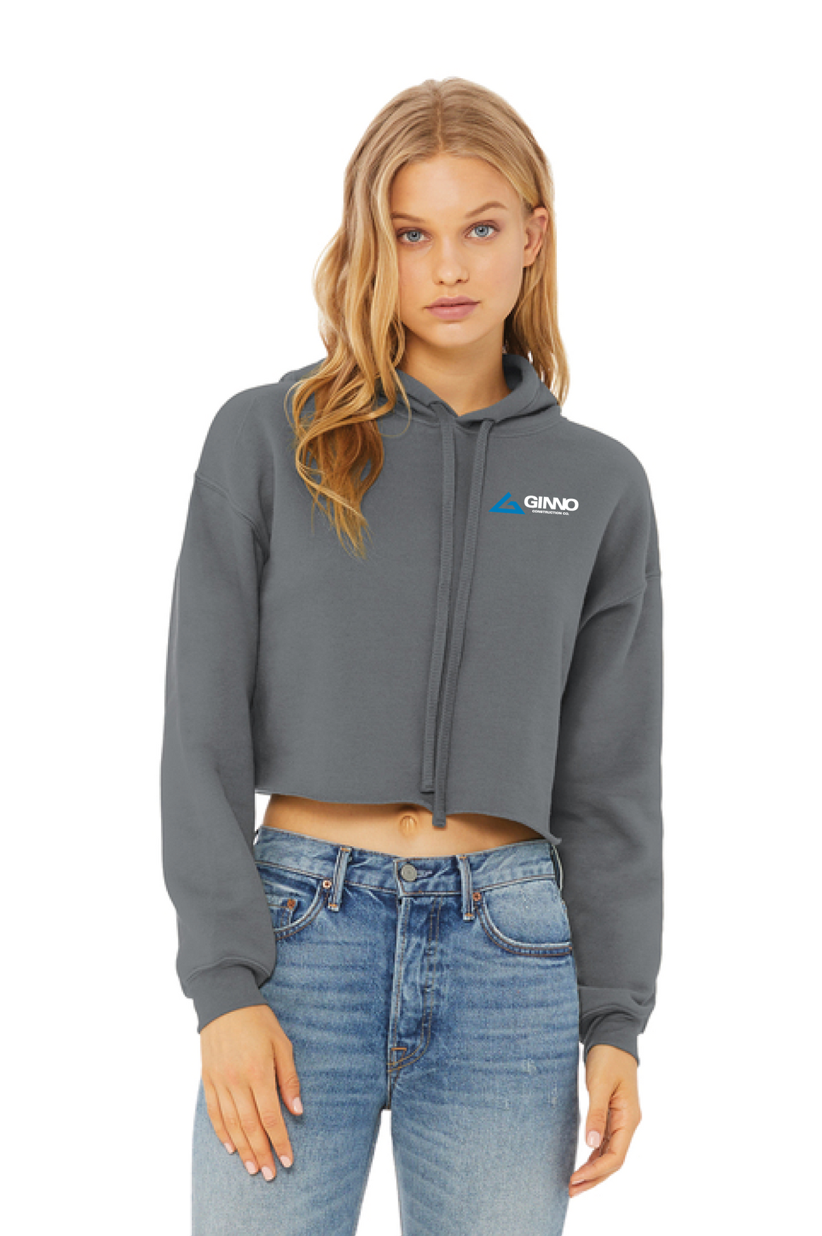 BC7502 - BELLA+CANVAS Women's Sponge Fleece Cropped Fleece Hoodie - Ginno Construction - Company Store - Embroidery - #29362