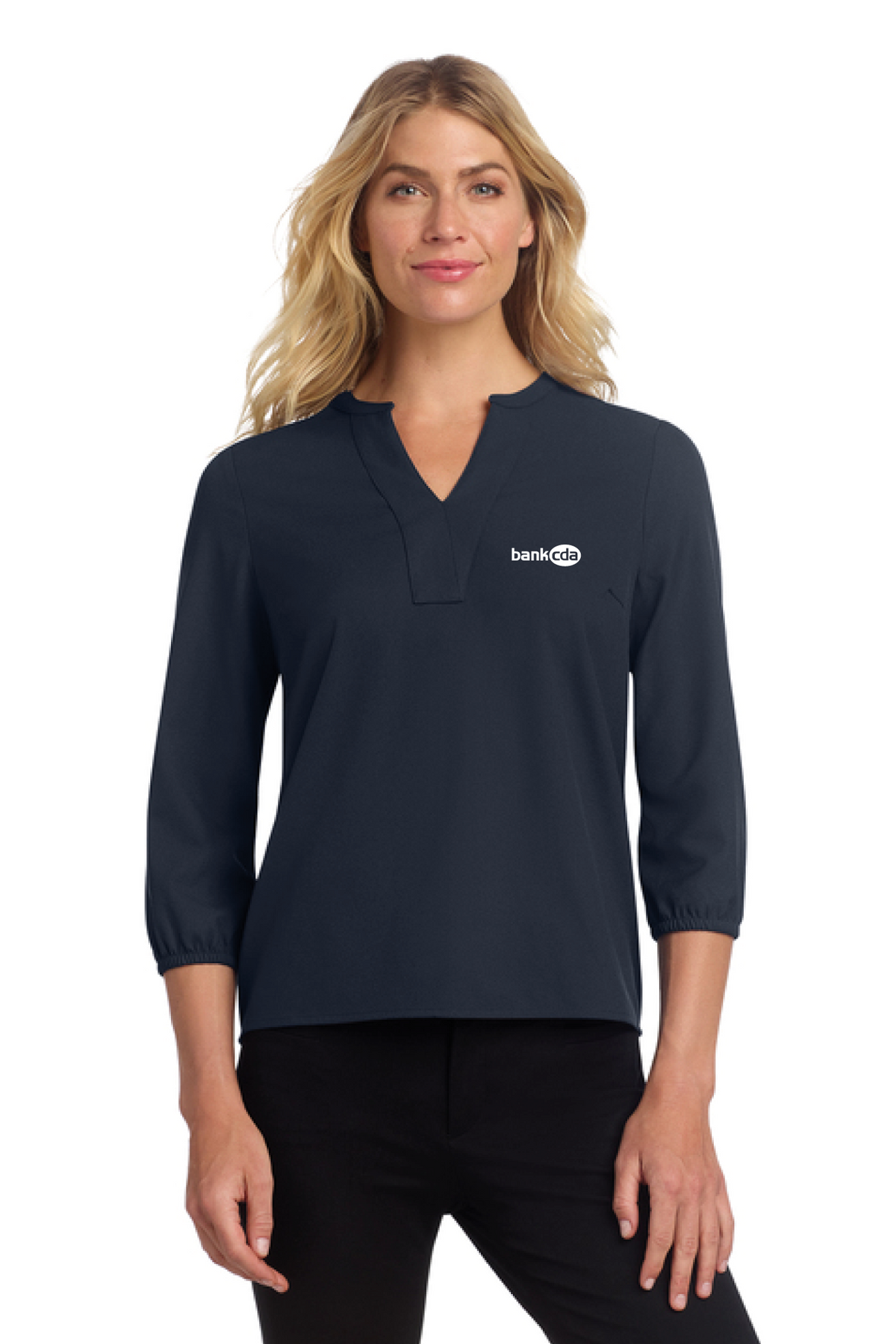 MM2011 - Mercer+Mettle Women's Stretch Crepe 3/4 -Sleeve Blouse - BankCDA - Logowear Store - Embroidery - #29162
