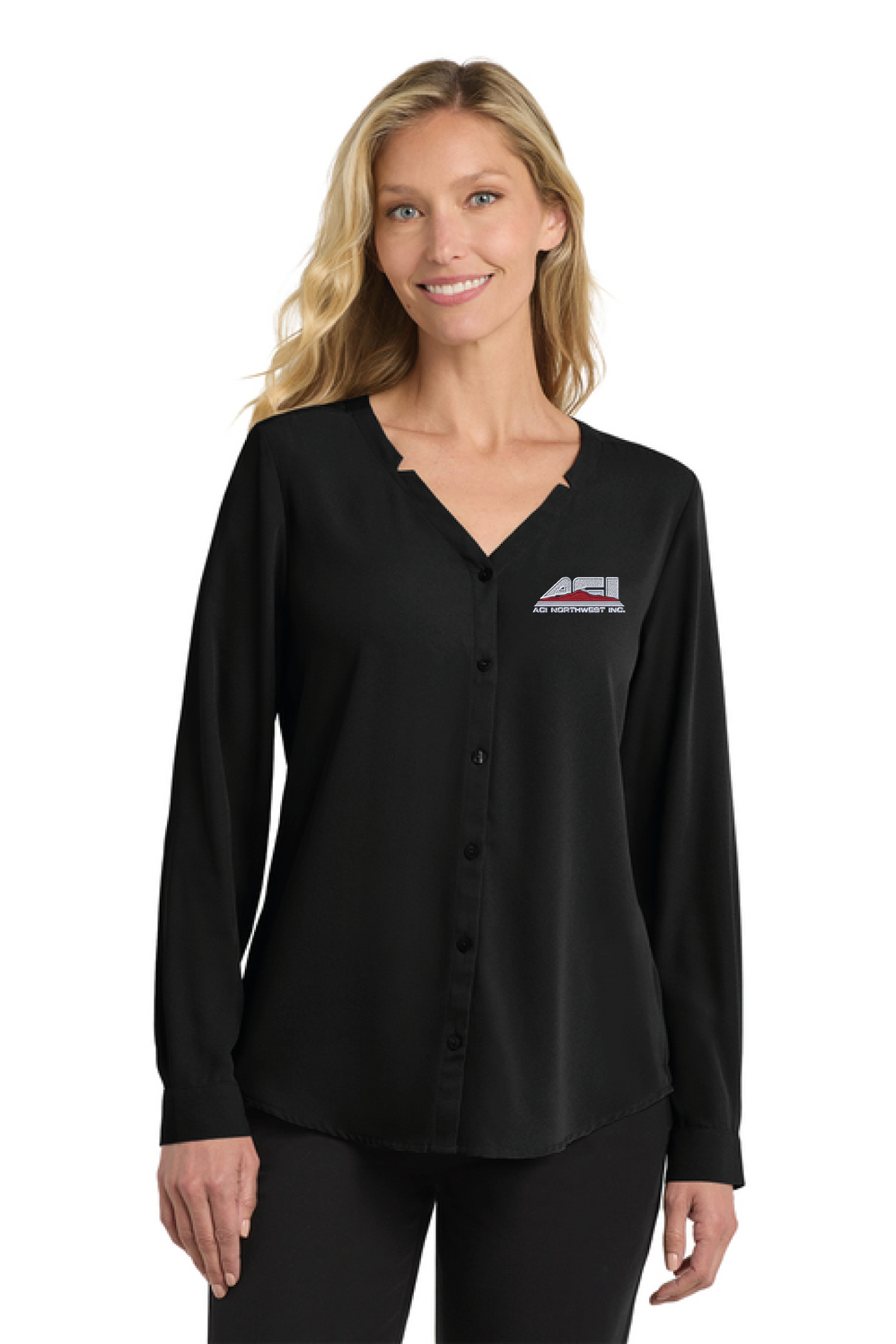 LW700 - Port Authority Women's Long Sleeve Button-Front Blouse - ACI Northwest - Logowear Store - Embroidery - #29756