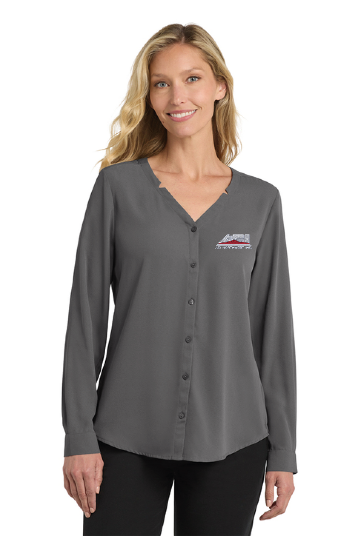 LW700 - Port Authority Women's Long Sleeve Button-Front Blouse - ACI Northwest - Logowear Store - Embroidery - #29756