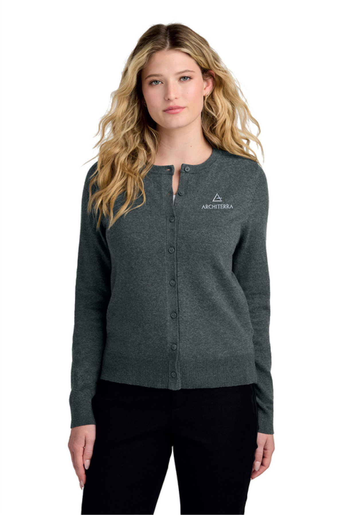 LSW2870 - Port Authority Women's Easy Care Crewneck Cardigan Sweater - Architerra Homes - Logowear Store - Embroidery - #29788
