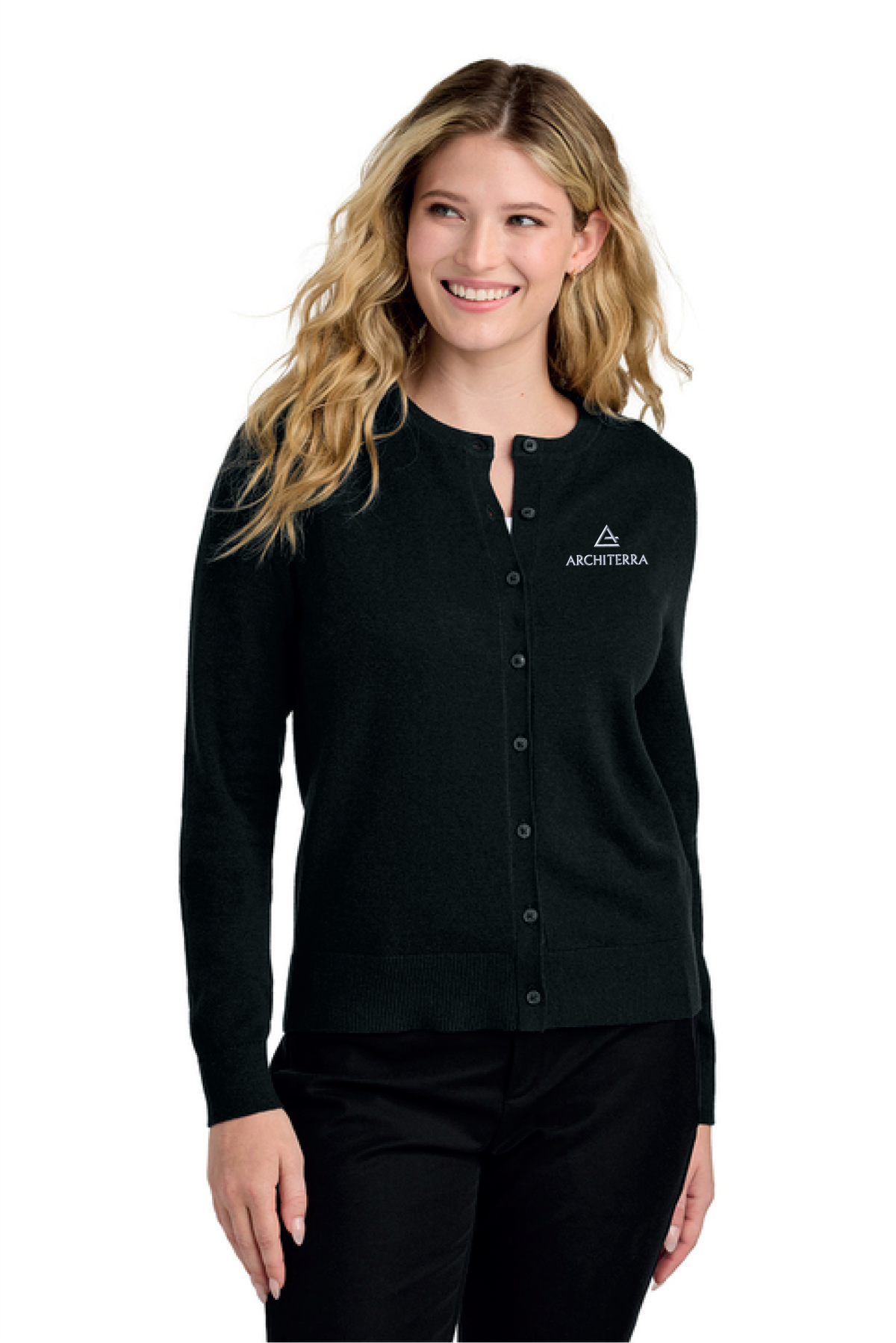 LSW2870 - Port Authority Women's Easy Care Crewneck Cardigan Sweater - Architerra Homes - Logowear Store - Embroidery - #29788