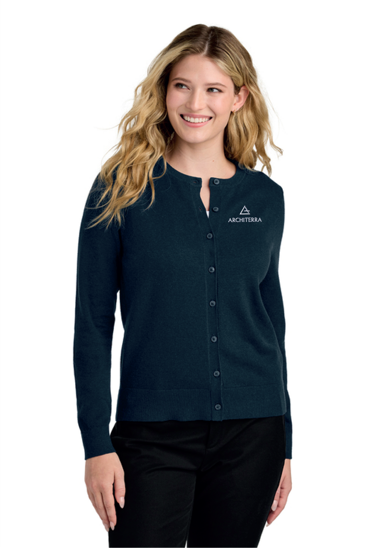 LSW2870 - Port Authority Women's Easy Care Crewneck Cardigan Sweater - Architerra Homes - Logowear Store - Embroidery - #29788