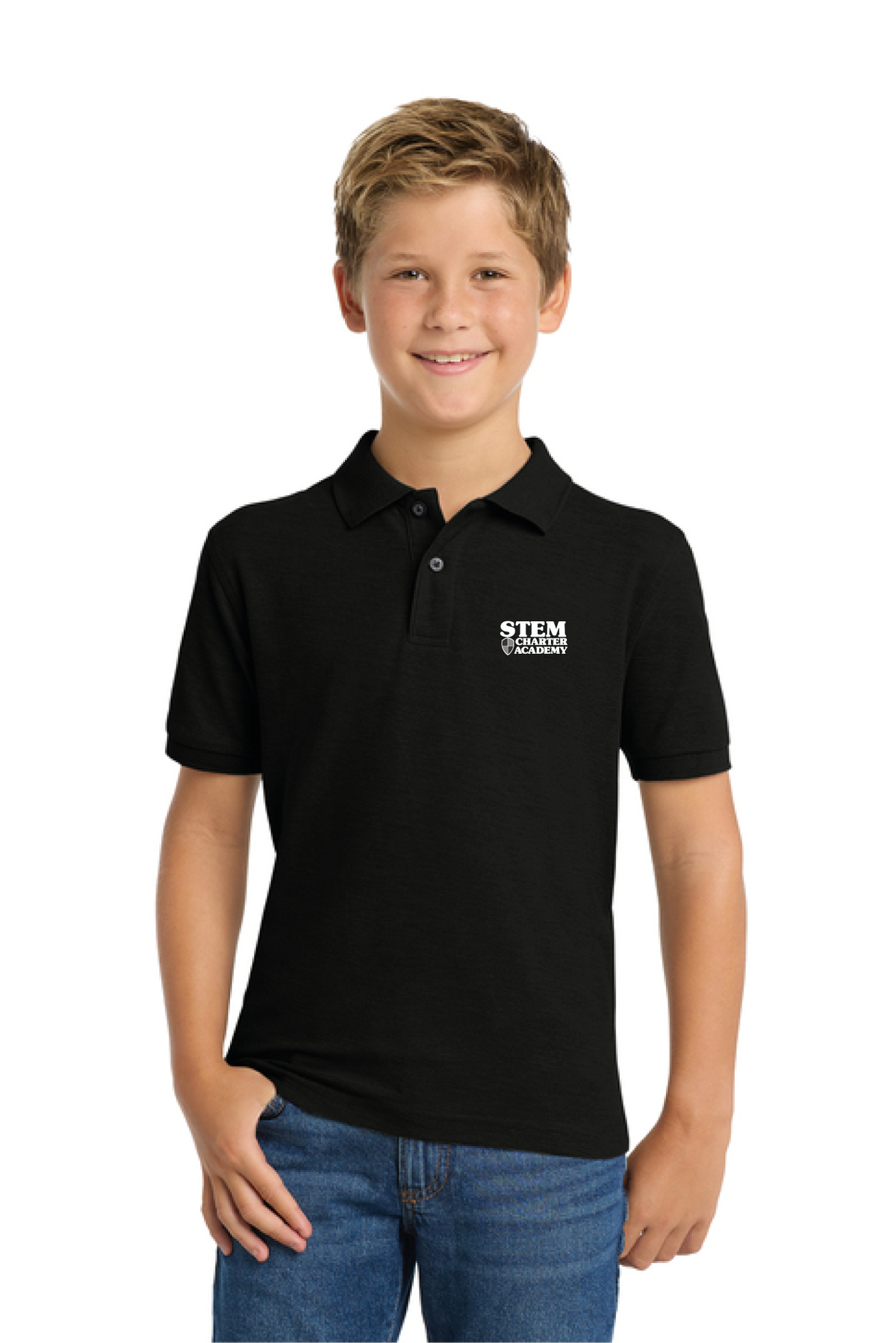 Y500 - Port Authority Youth Silk Touch Polo - STEM Charter Academy - Company Store - Transfer Screenprint - #29797